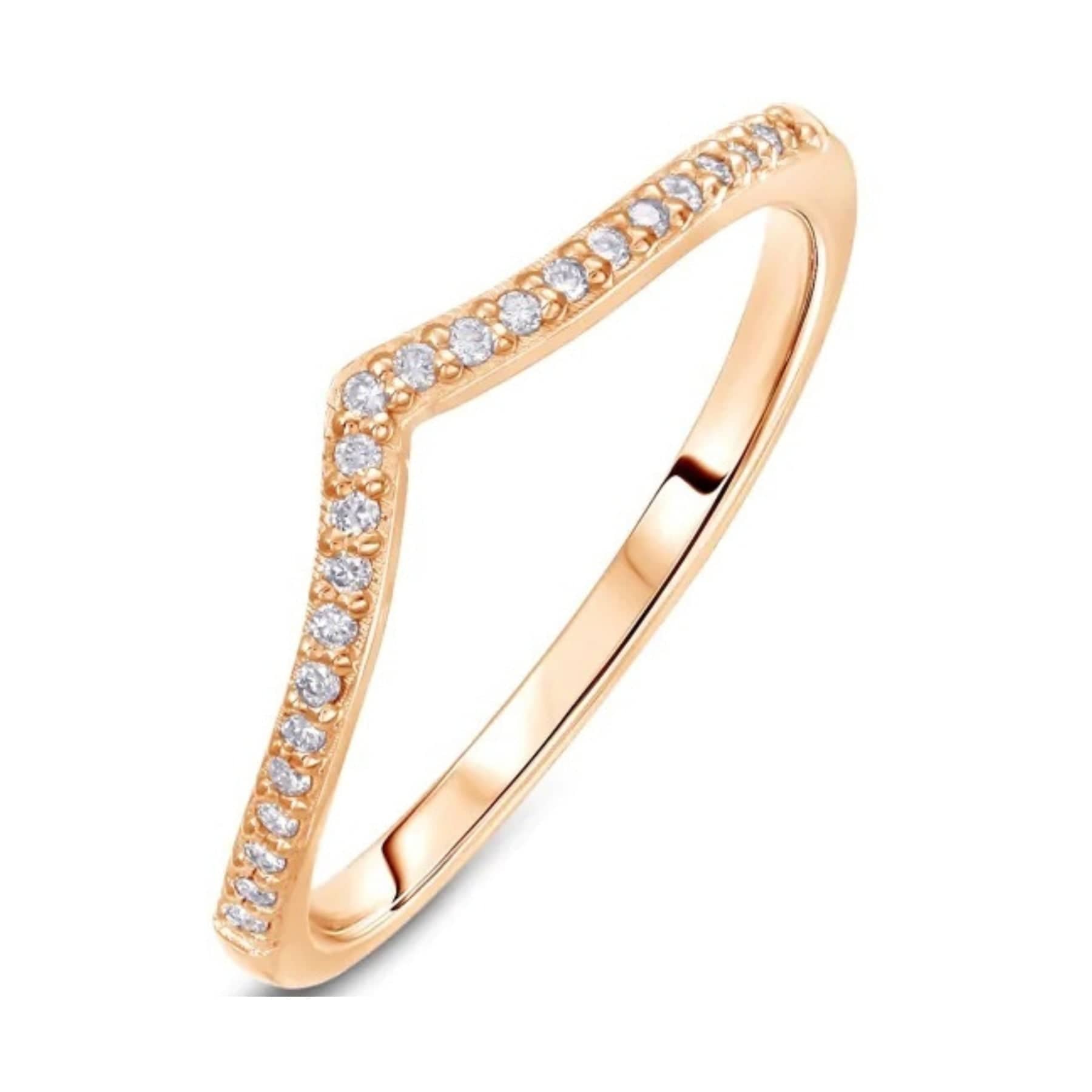 CLA RINGS Diamond Pave V Shape White Gold Ring