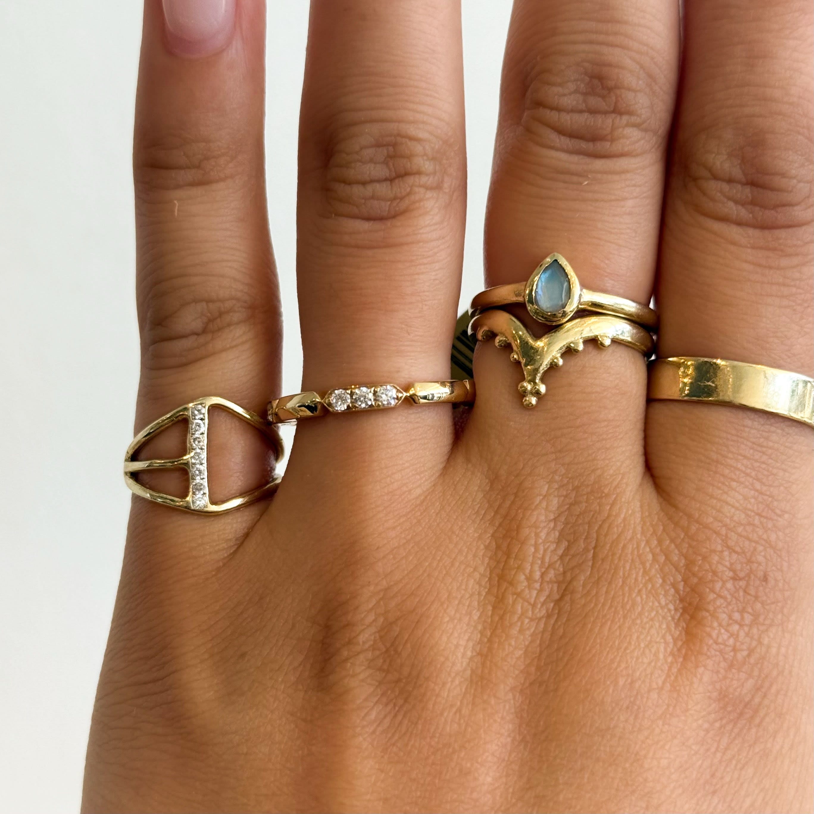 Curated Los Angeles RINGS Diamond Triangle Geometric Ring