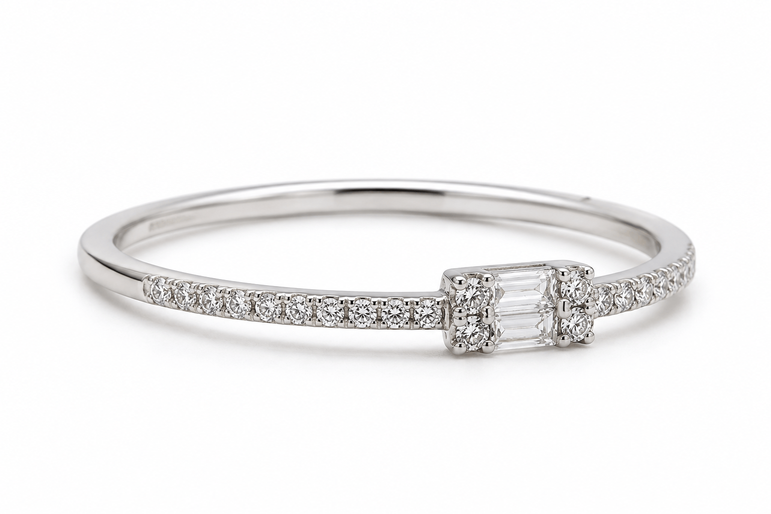 Amazing Grace RINGS Double Baguette Pave Diamond White Gold Ring