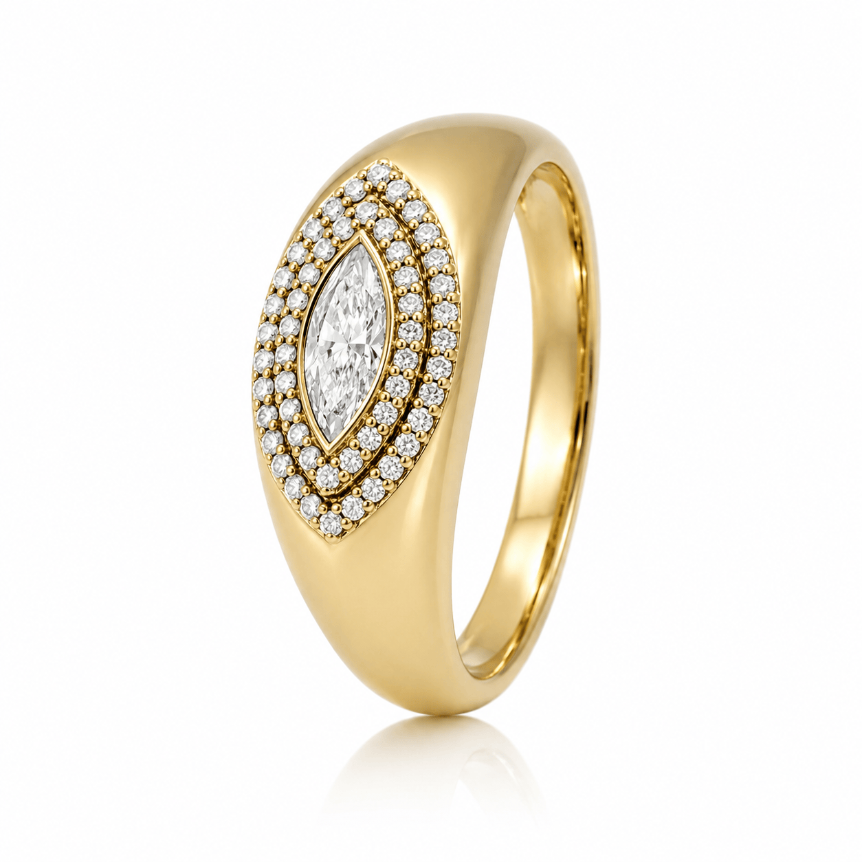 Curated Los Angeles RINGS East West Marquise Halo Dome Ring