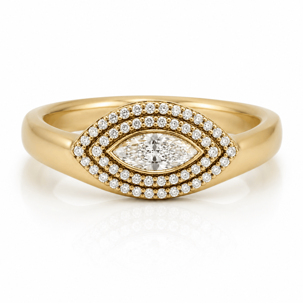 Curated Los Angeles RINGS East West Marquise Halo Dome Ring