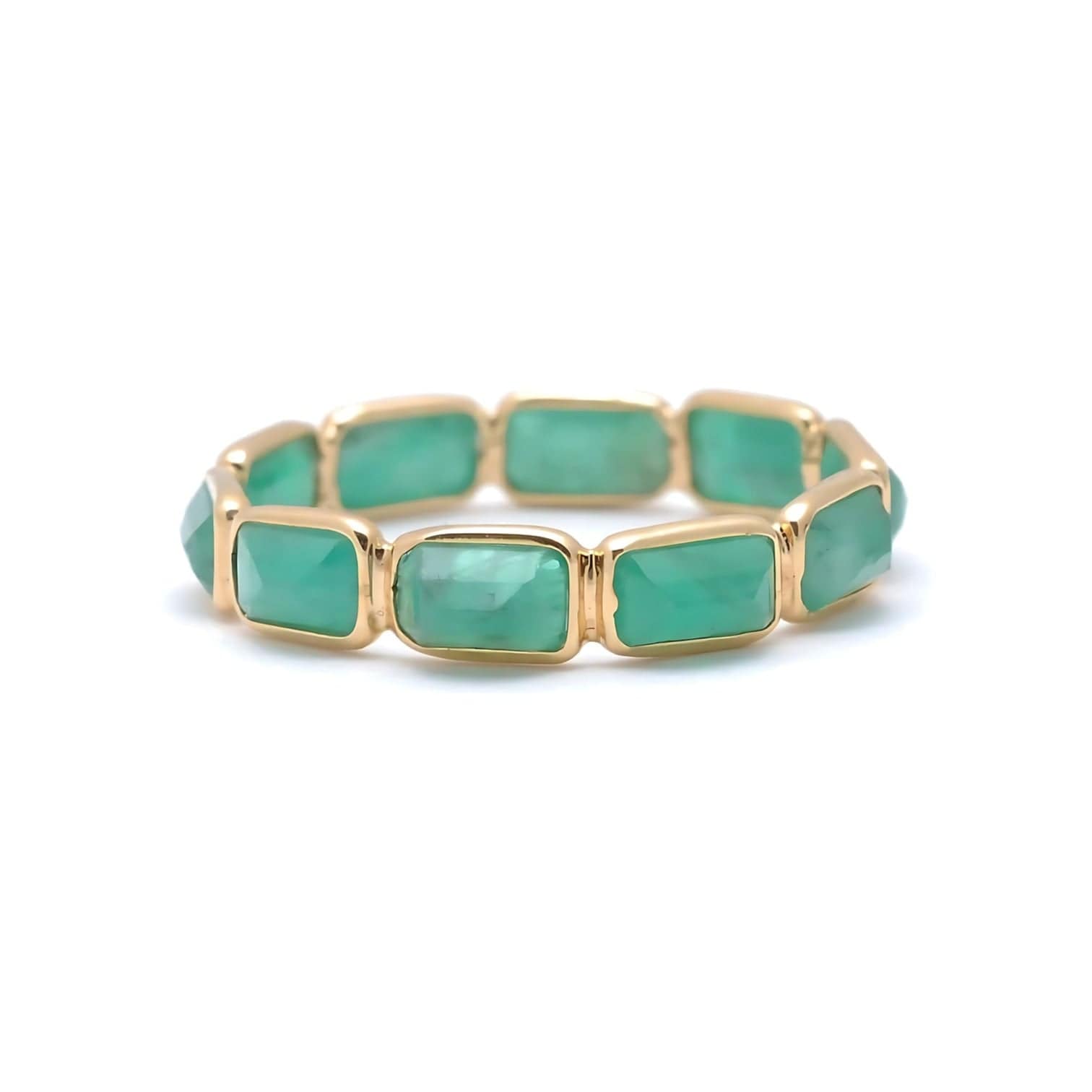 SUNDAR RINGS Emerald Cut Emerald Eternity Band
