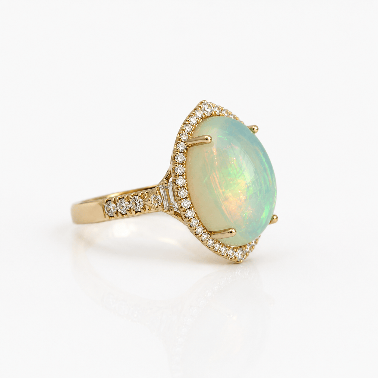 CLA RINGS Ethiopian Opal Diamond Halo Ring