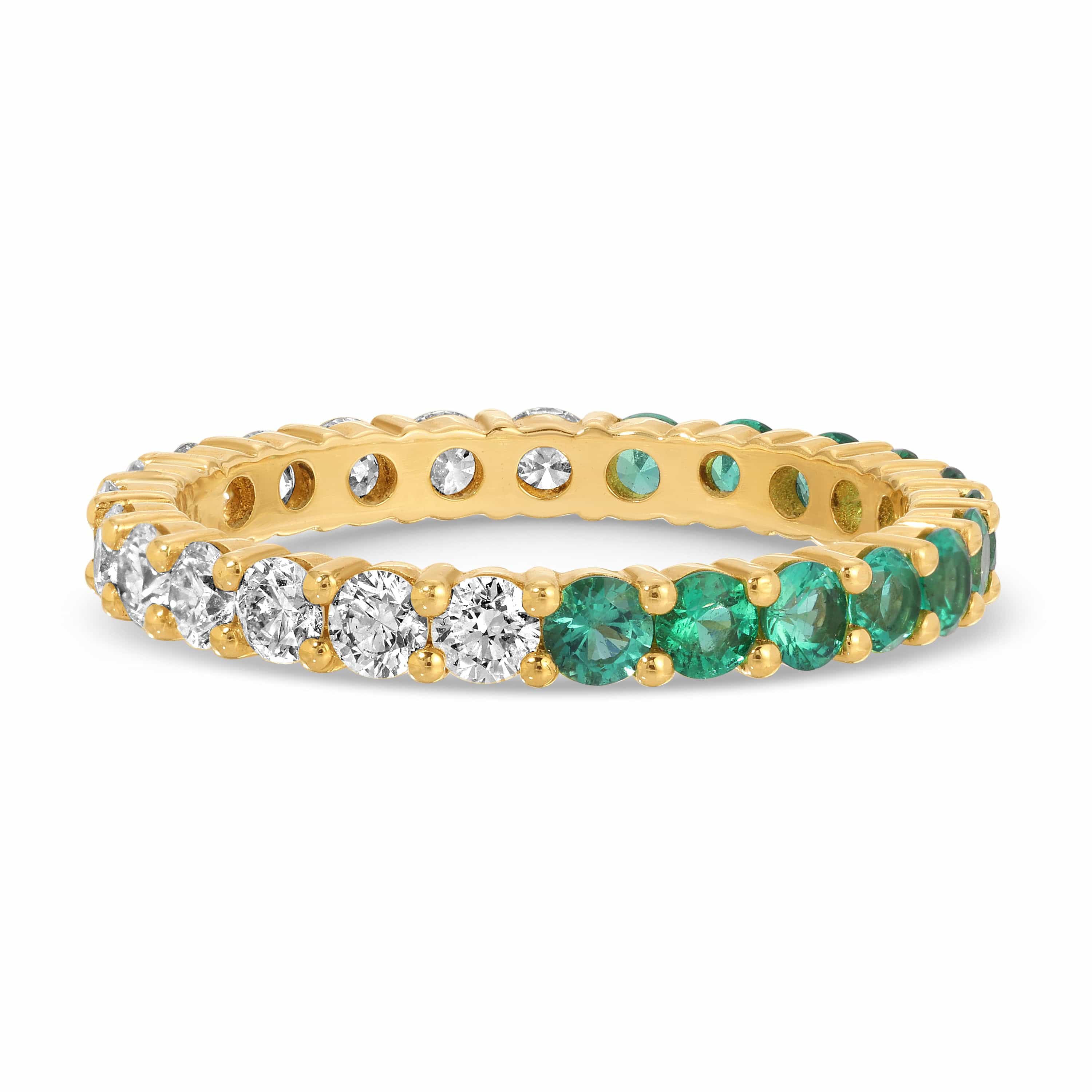 Curated Los Angeles RINGS Half Emerald Half Diamond Eternity Ring