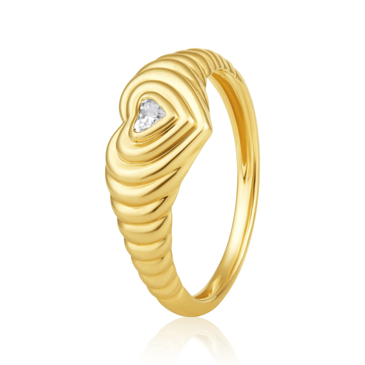 Curated Los Angeles RINGS Heart Diamond Ribbed Gypsy Ring