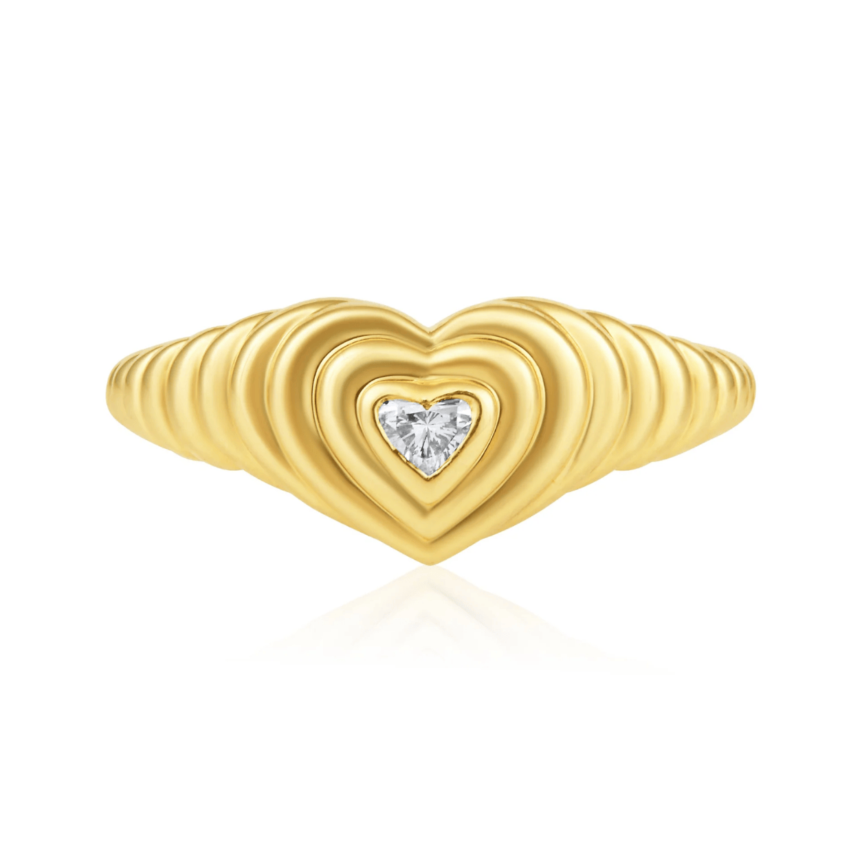 Curated Los Angeles RINGS Heart Diamond Ribbed Gypsy Ring