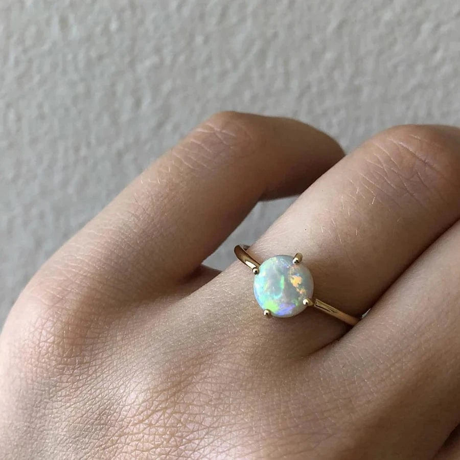Fade to Black RINGS Large Round Opal Solitaire Ring