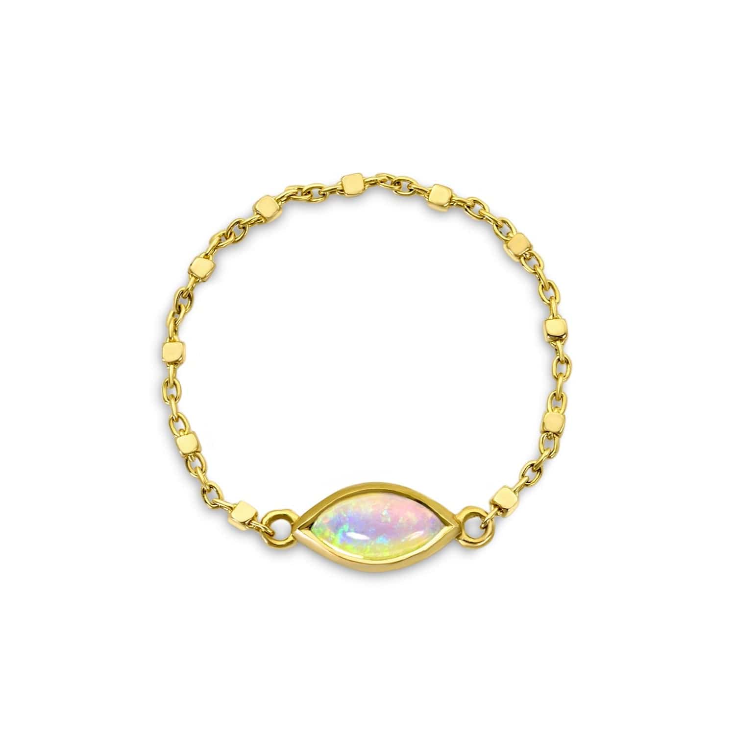Ziba Zidehsarai RINGS MARQUIS OPAL YELLOW GOLD CHAIN RING