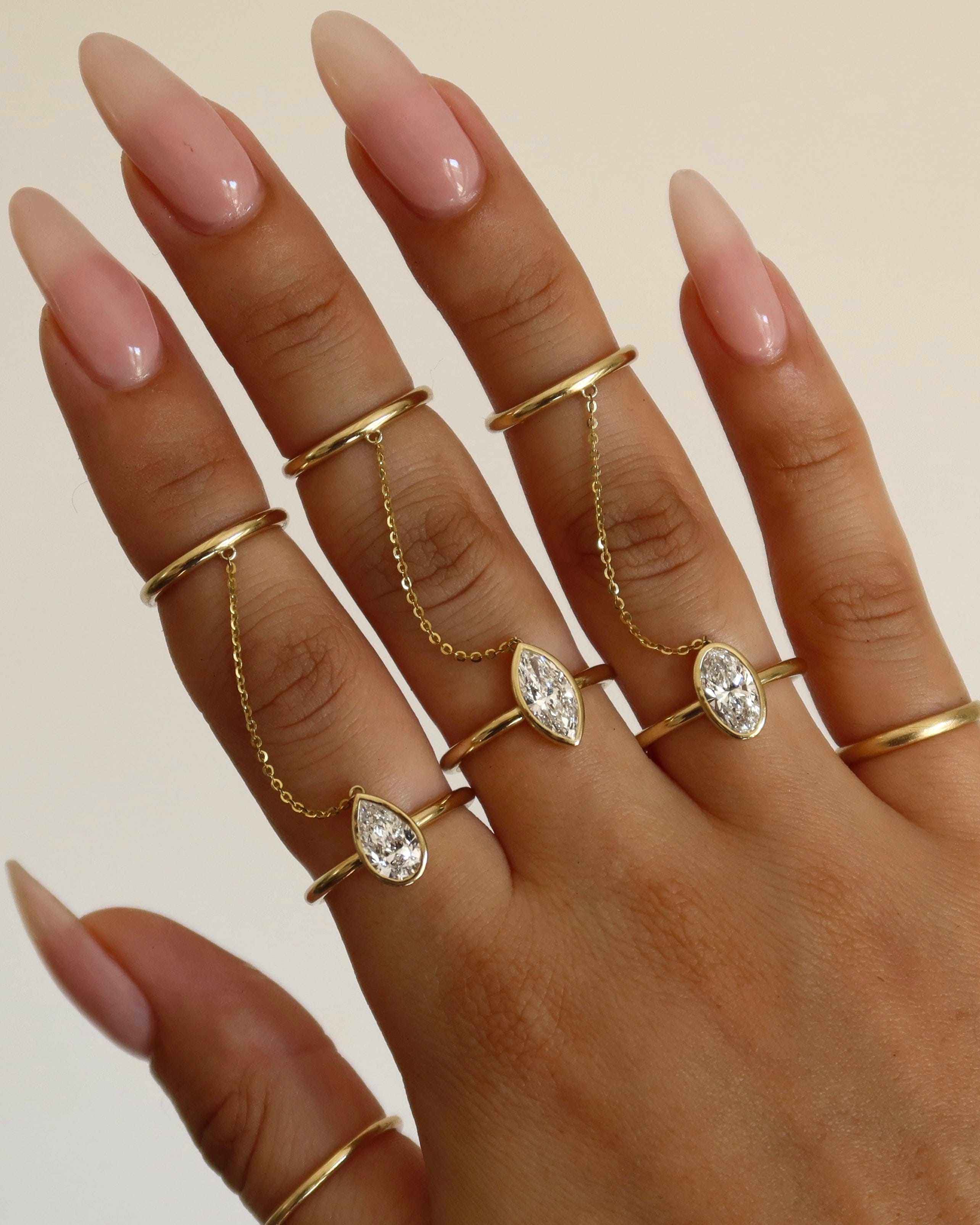 Annalisa Saylor RINGS Marquise Diamond Double Band Chain Ring