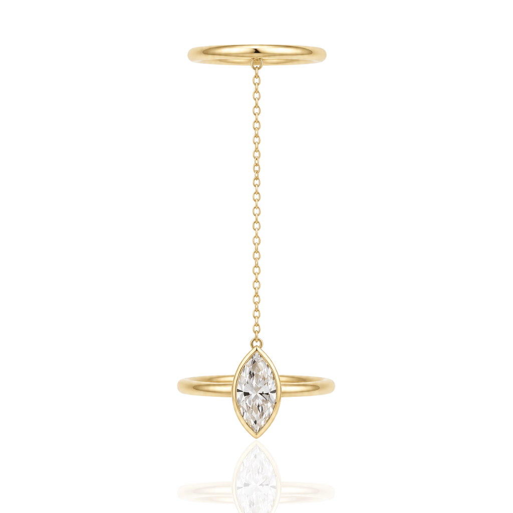 Annalisa Saylor RINGS Marquise Diamond Double Band Chain Ring