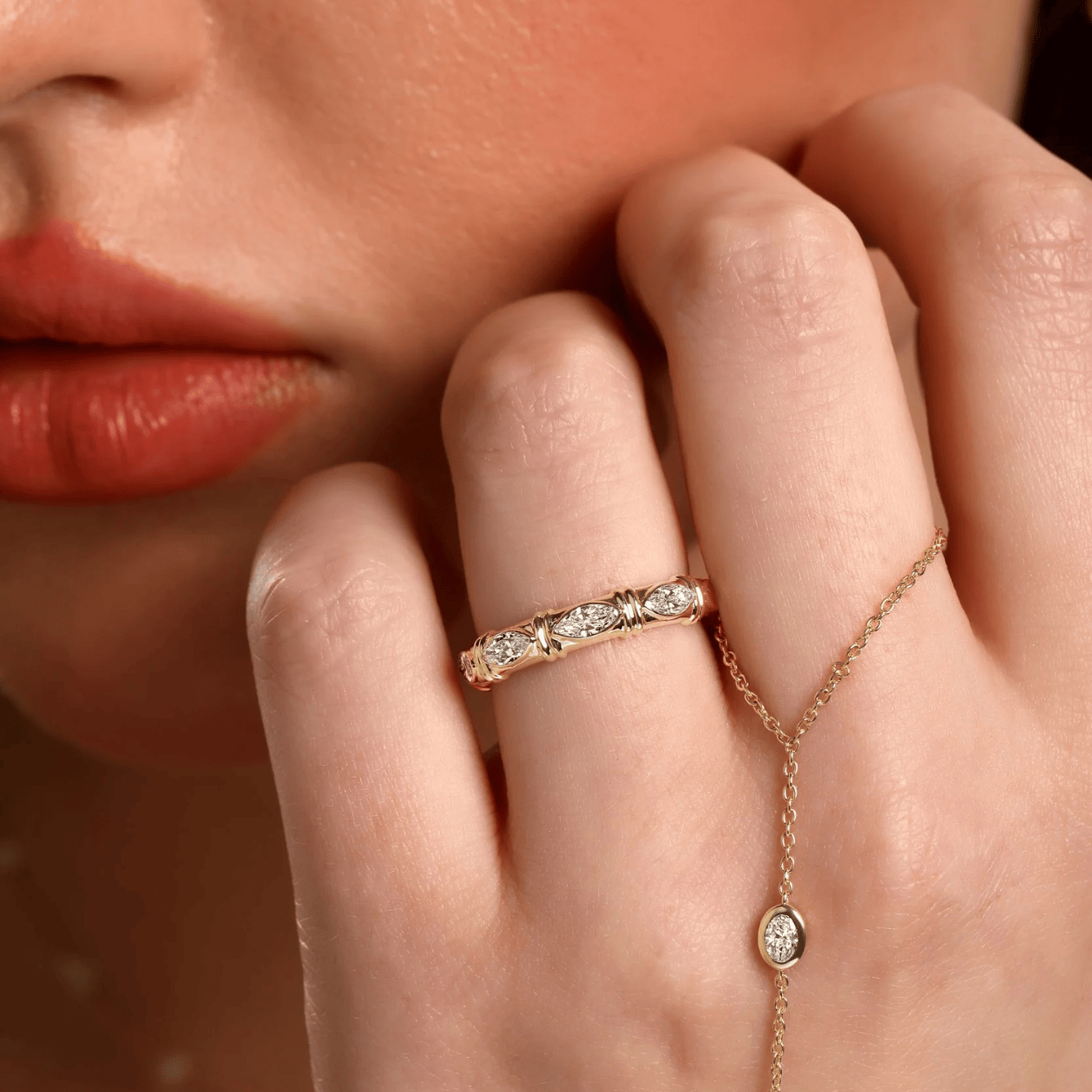 Curated Los Angeles RINGS Marquise Diamond Ribbed Bezel Eternity Ring