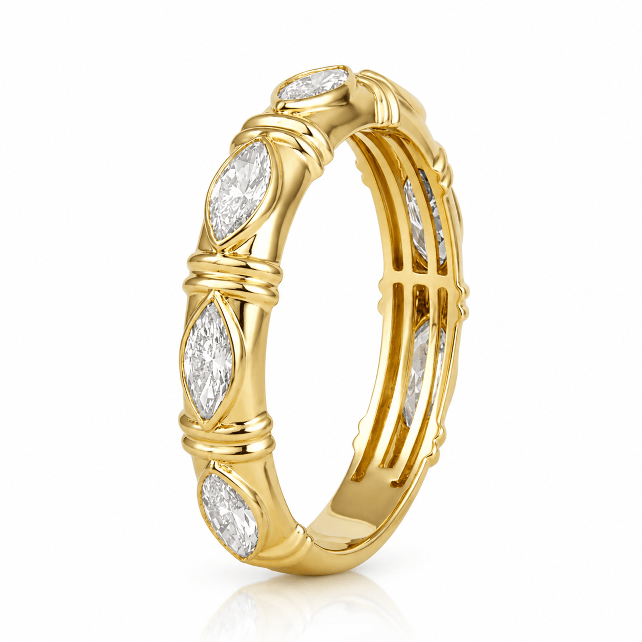 Curated Los Angeles RINGS Marquise Diamond Ribbed Bezel Eternity Ring