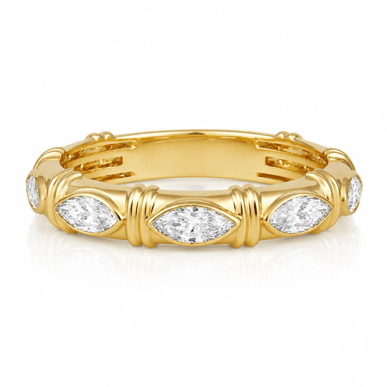 Curated Los Angeles RINGS Marquise Diamond Ribbed Bezel Eternity Ring