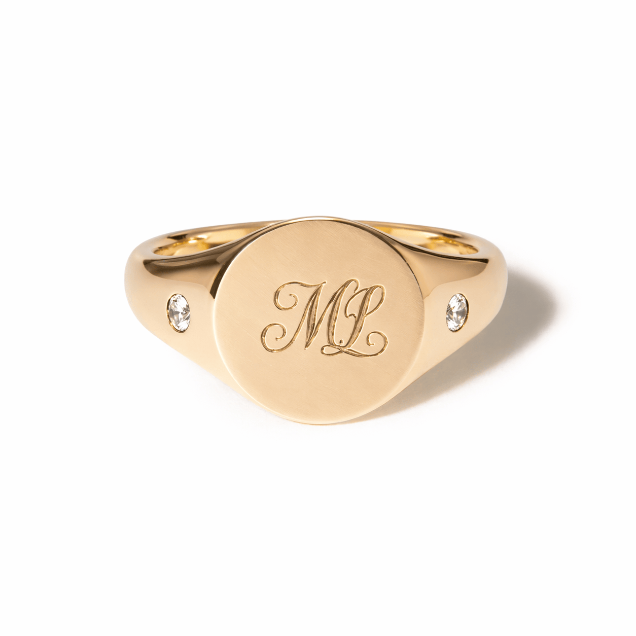 FADE TO BLACK STUDIO RINGS Modern signet with Diamond, Custom Engraving