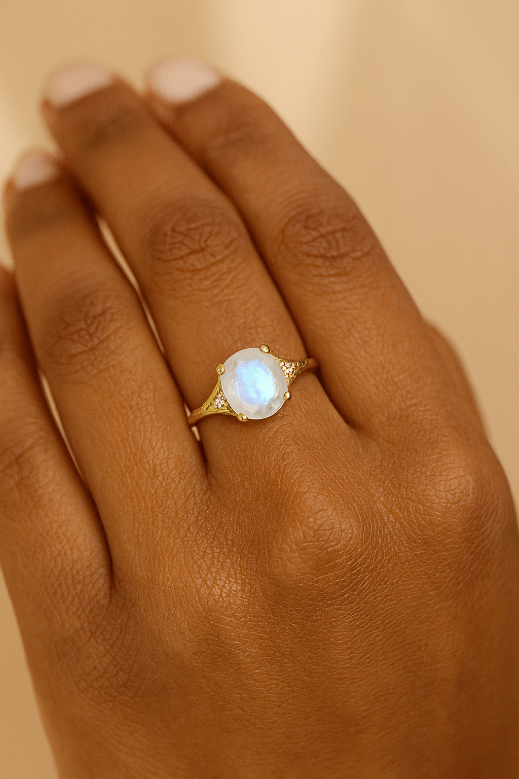 Danielle Morgan Jewelry RINGS 6.5 Moonstone and Diamond Venetian Ring