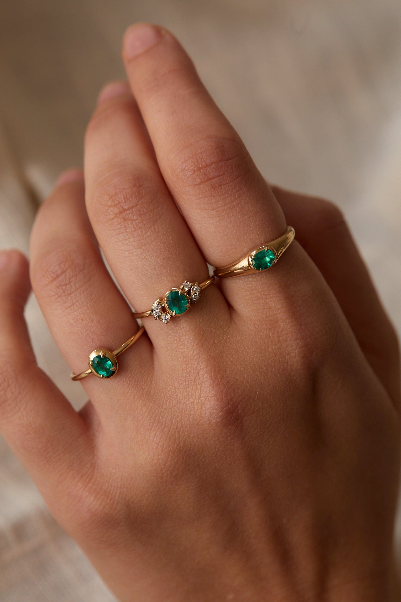 FADE TO BLACK STUDIO RINGS Nova Emerald Ring