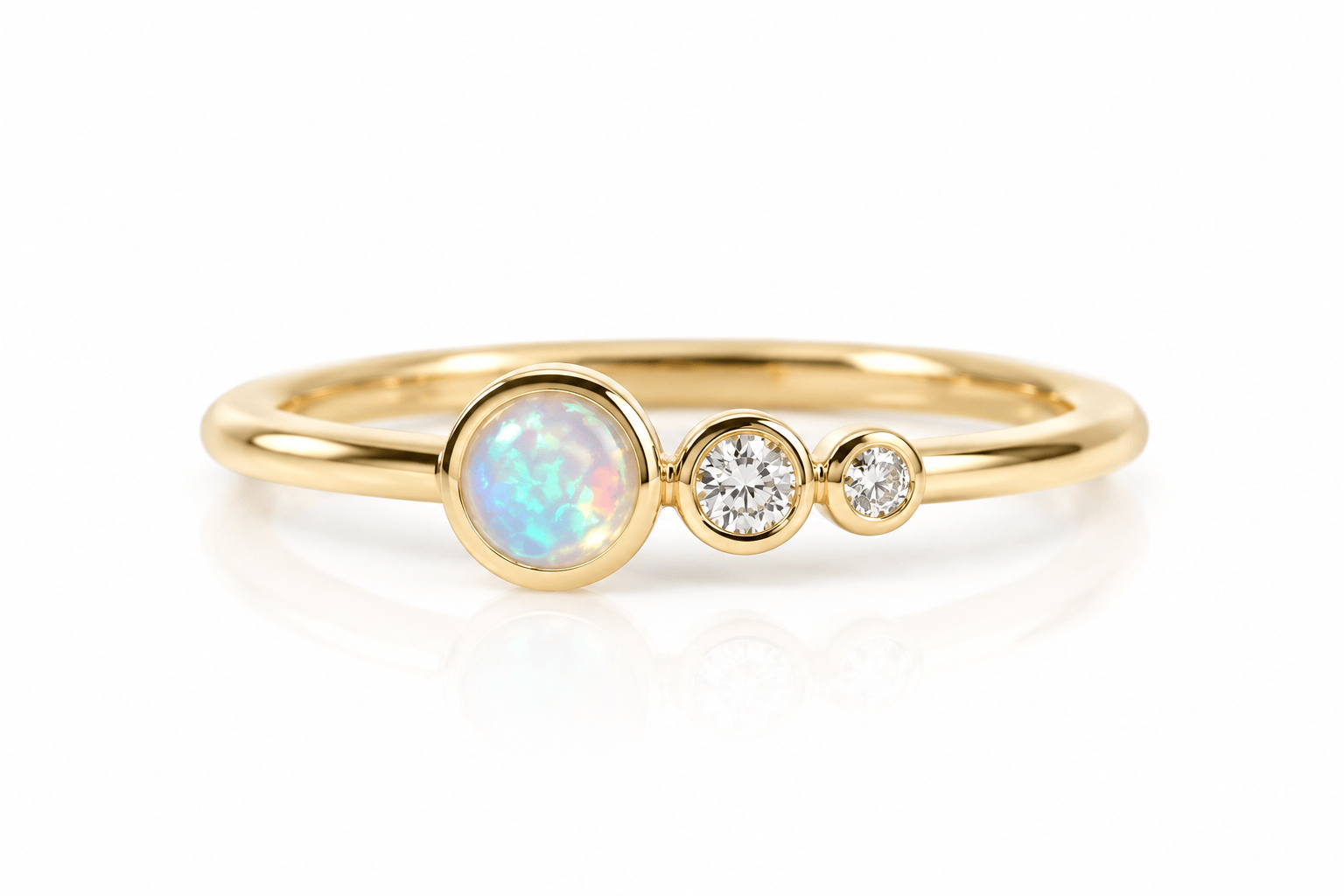 Fade to Black RINGS Opal and Graduating Diamond 14K Gold Ring