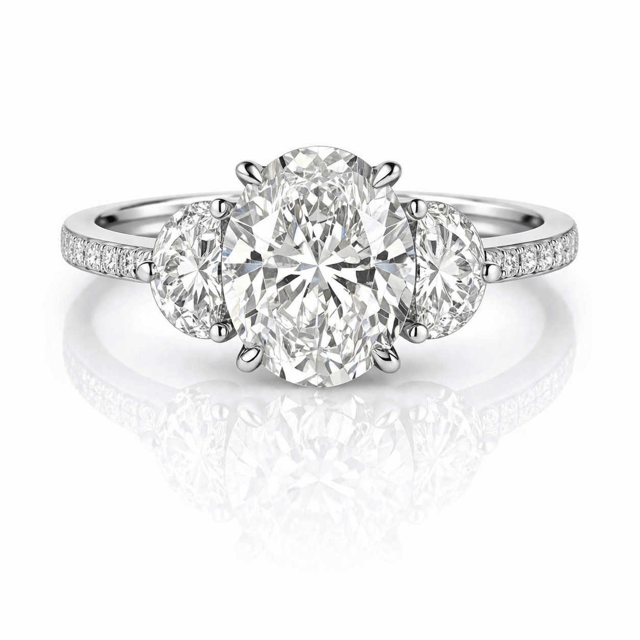 Curated Los Angeles RINGS Oval 4 Carat Half Moon Engagement Ring