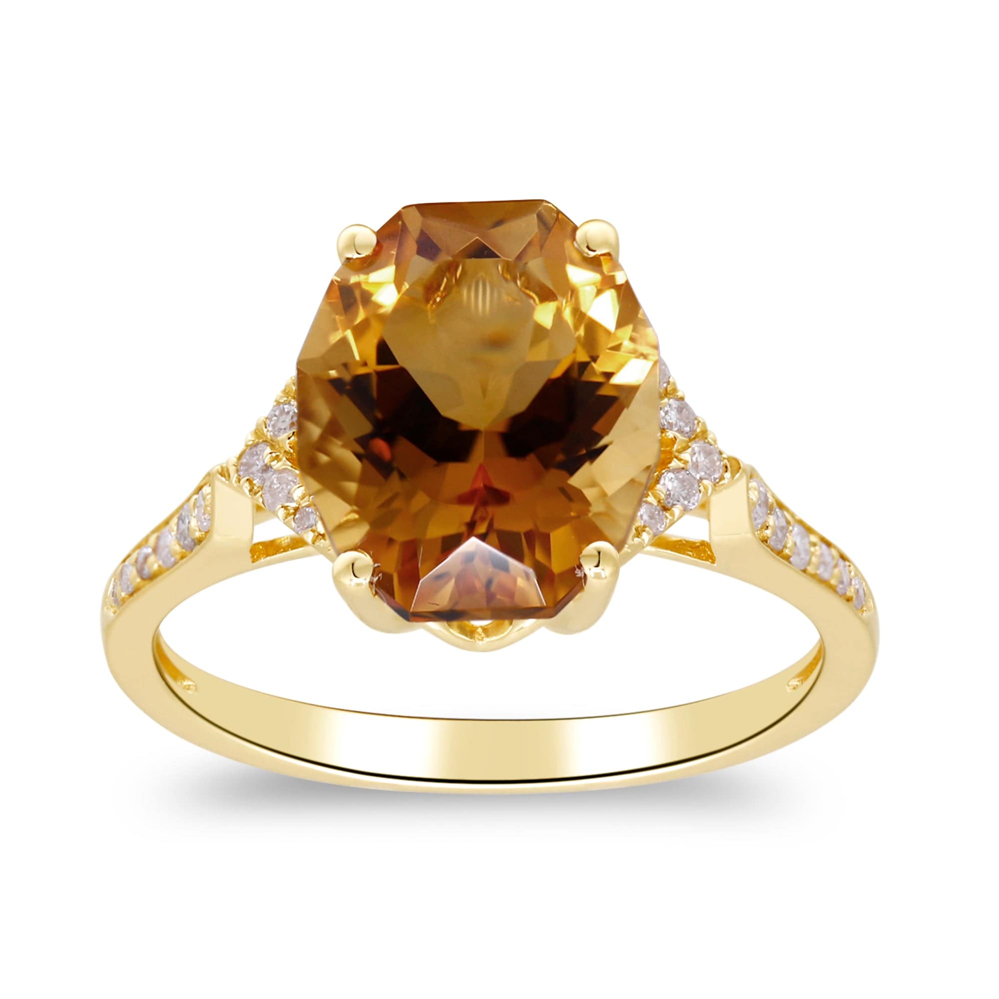 CLA RINGS Oval Citrine & Diamond Accent Ring in 14K Yellow Gold