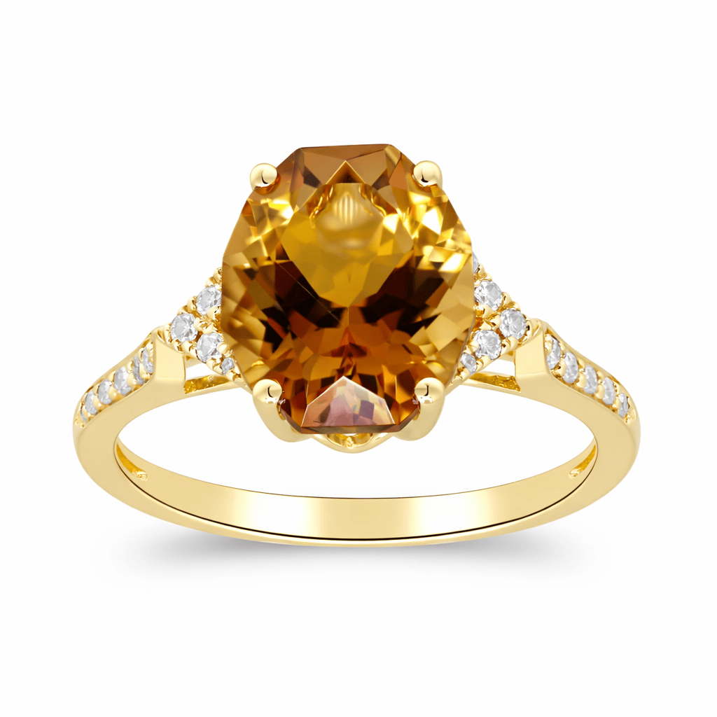 CLA RINGS Oval Citrine & Diamond Accent Ring in 14K Yellow Gold