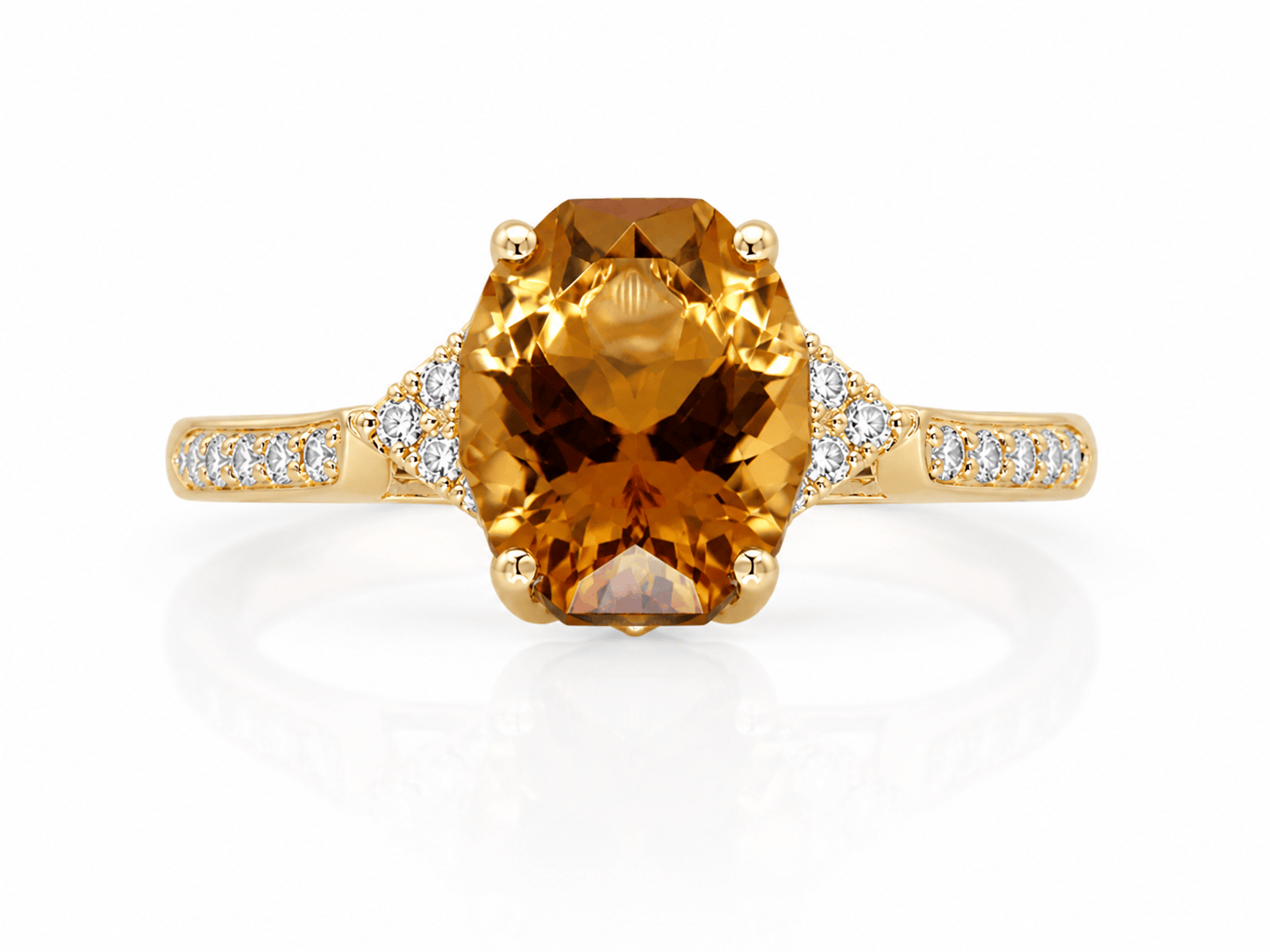 CLA RINGS Oval Citrine & Diamond Accent Ring in 14K Yellow Gold