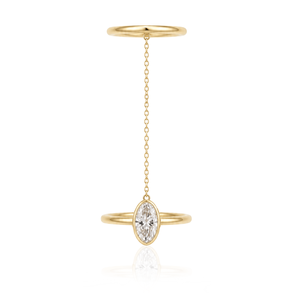 Annalisa Saylor RINGS Oval Diamond Double Band Chain Ring