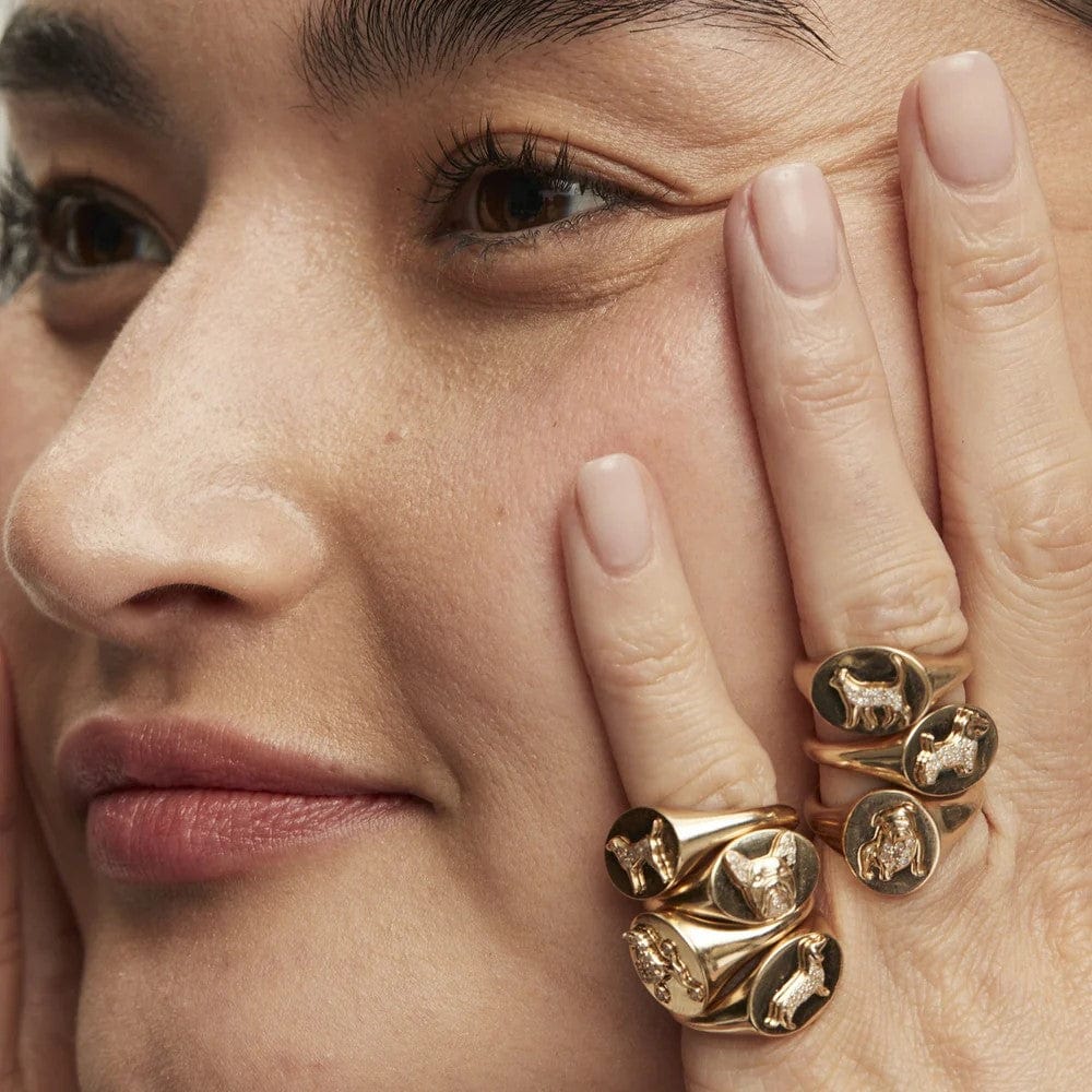 Adina Reyter RINGS Pavé Diamond English Bulldog Signet Ring