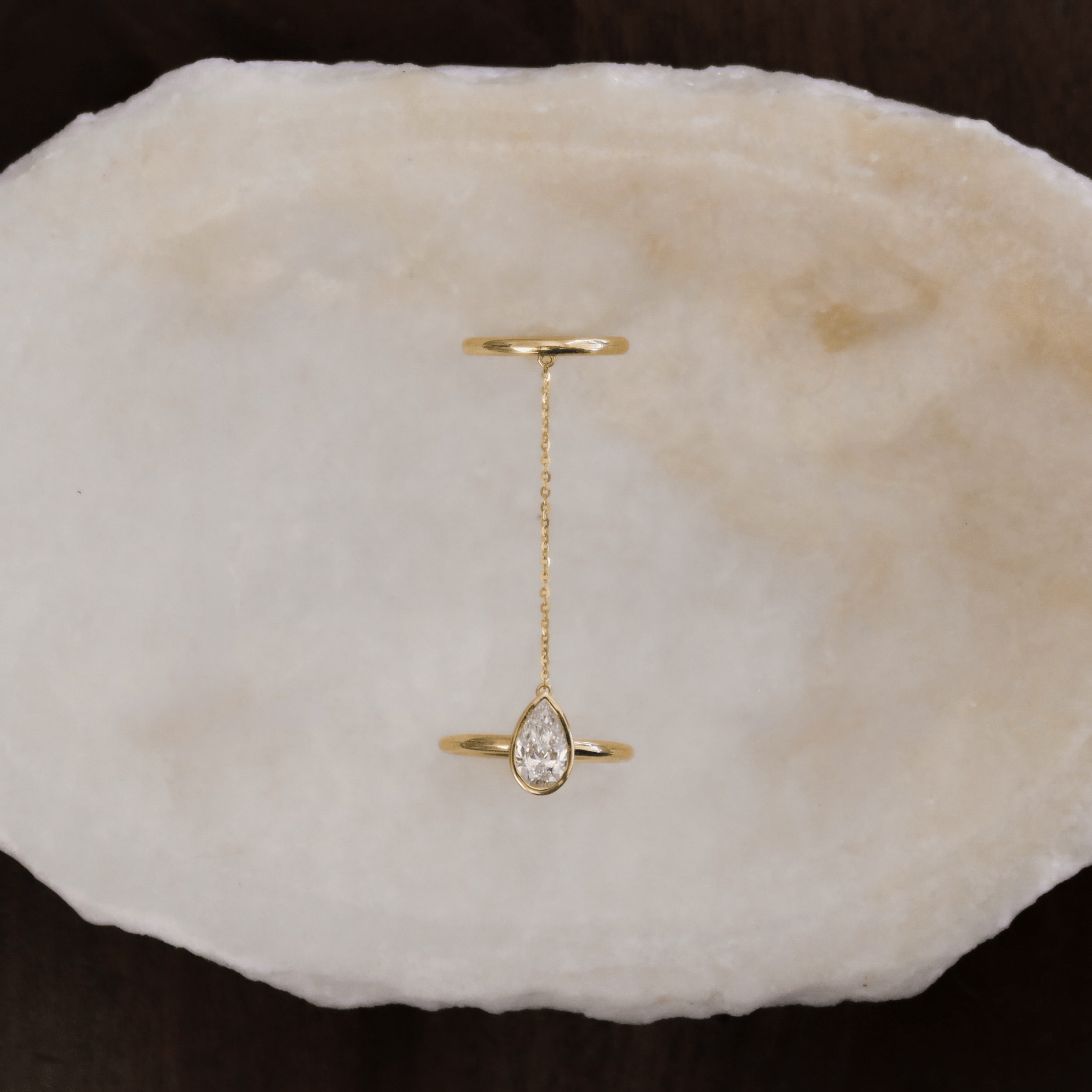 Annalisa Saylor RINGS Pear Diamond Double Band Chain Ring