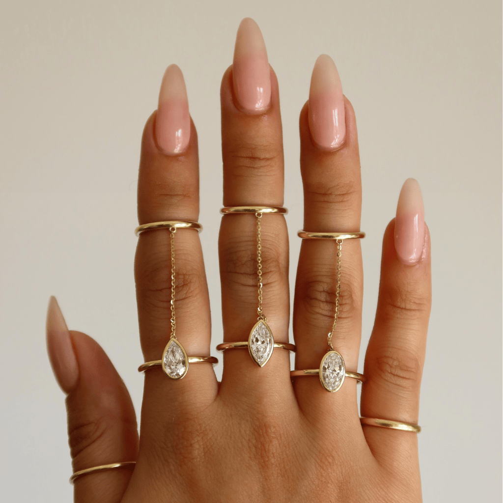 Annalisa Saylor RINGS Pear Diamond Double Band Chain Ring