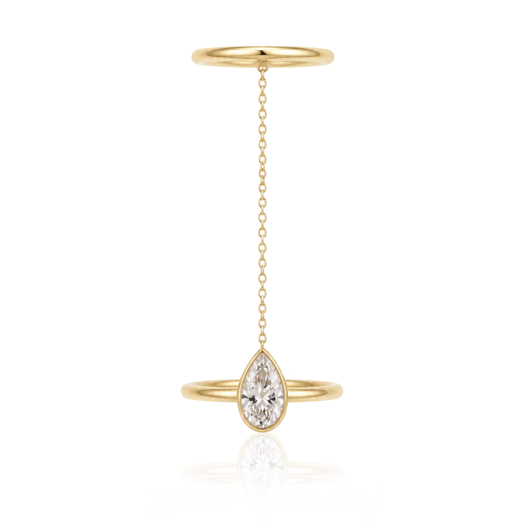 Annalisa Saylor RINGS Pear Diamond Double Band Chain Ring