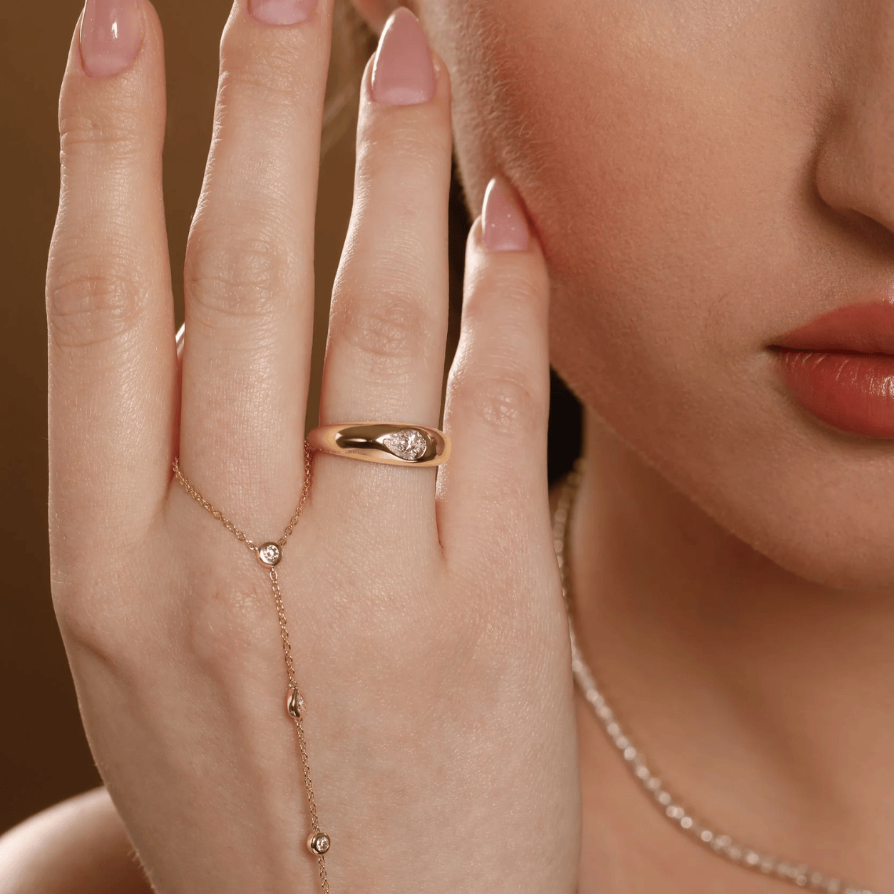 Curated Los Angeles RINGS Pear Diamond Flush Mount Dome Ring