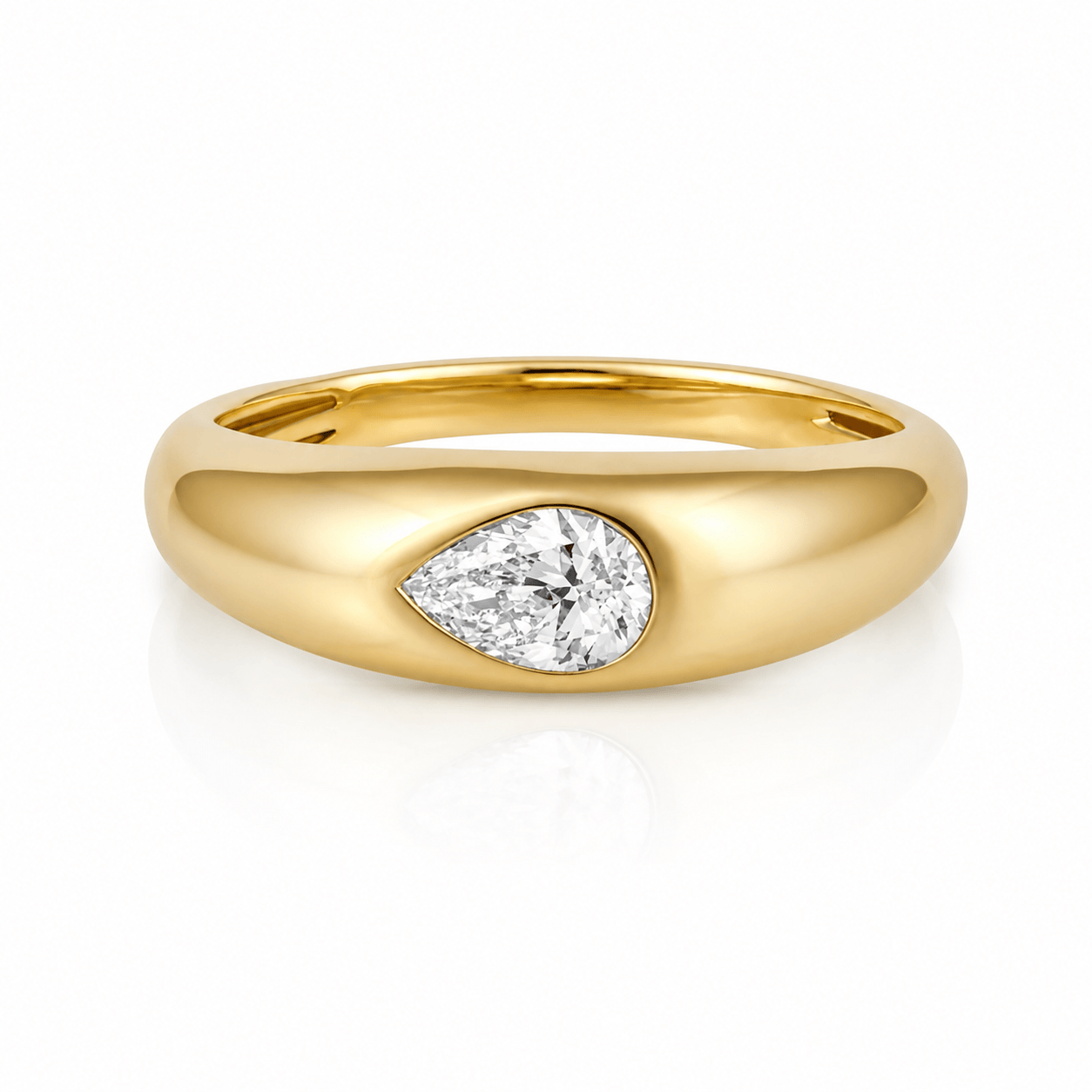 Curated Los Angeles RINGS Pear Diamond Flush Mount Dome Ring