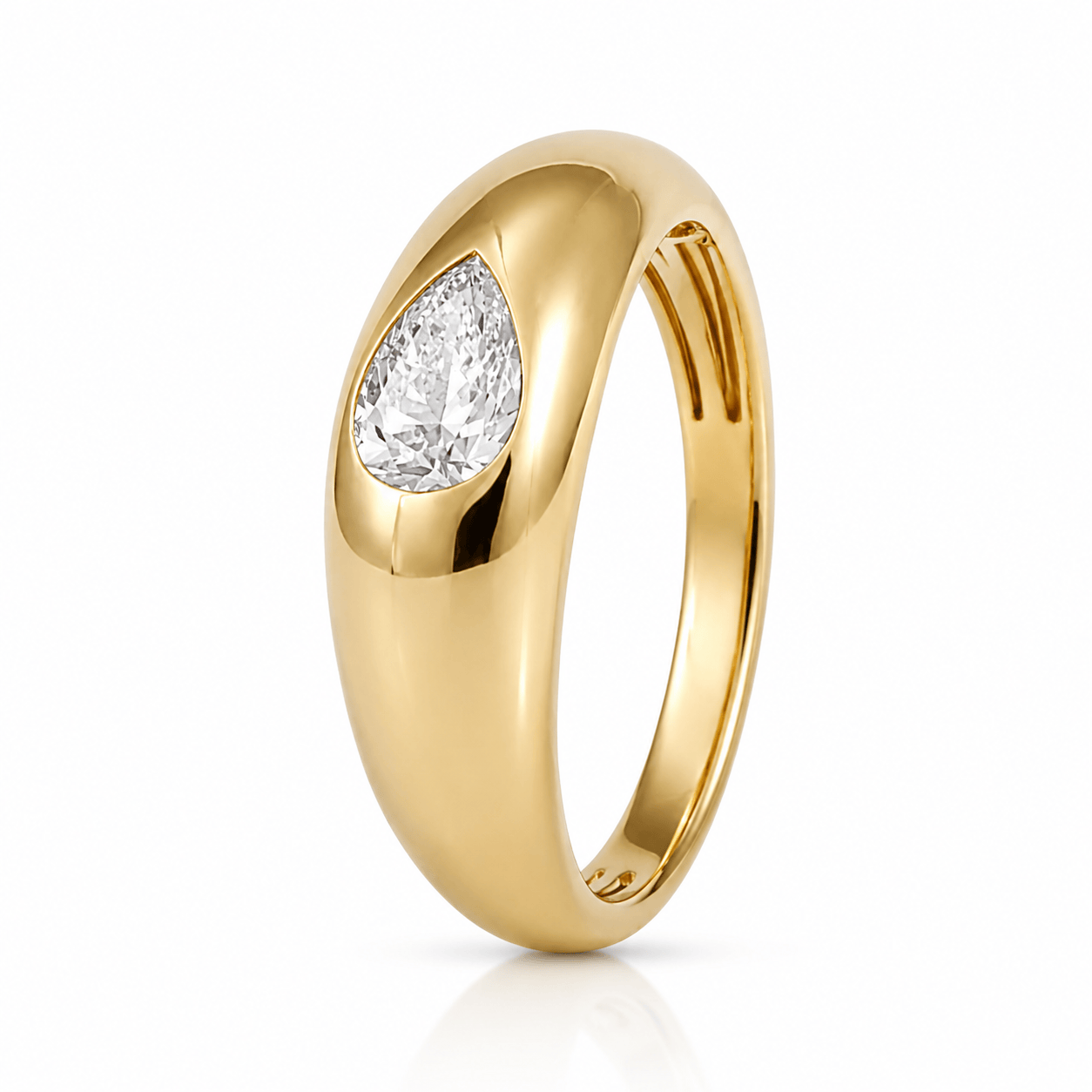 Curated Los Angeles RINGS Pear Diamond Flush Mount Dome Ring
