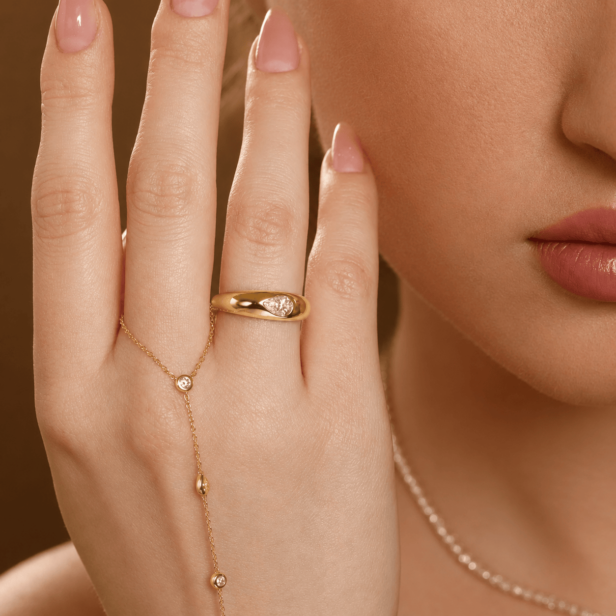 Curated Los Angeles RINGS Pear Diamond Flush Mount Dome Ring