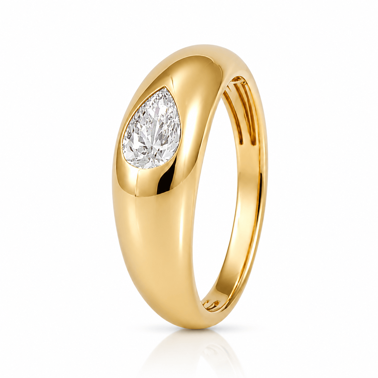 Curated Los Angeles RINGS Pear Diamond Flush Mount Dome Ring