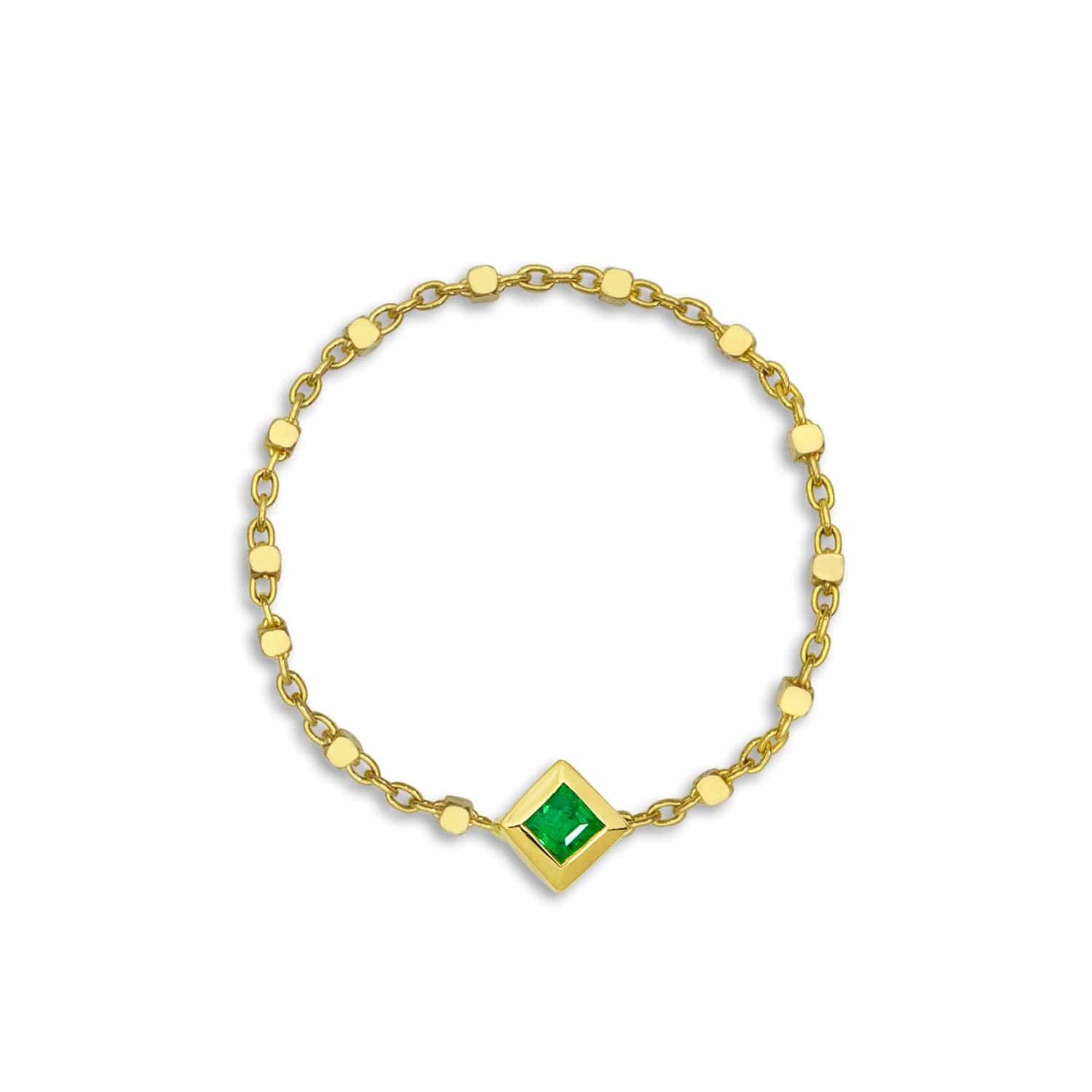 Ziba Zidehsarai RINGS Princess Cut Emerald Chain Ring