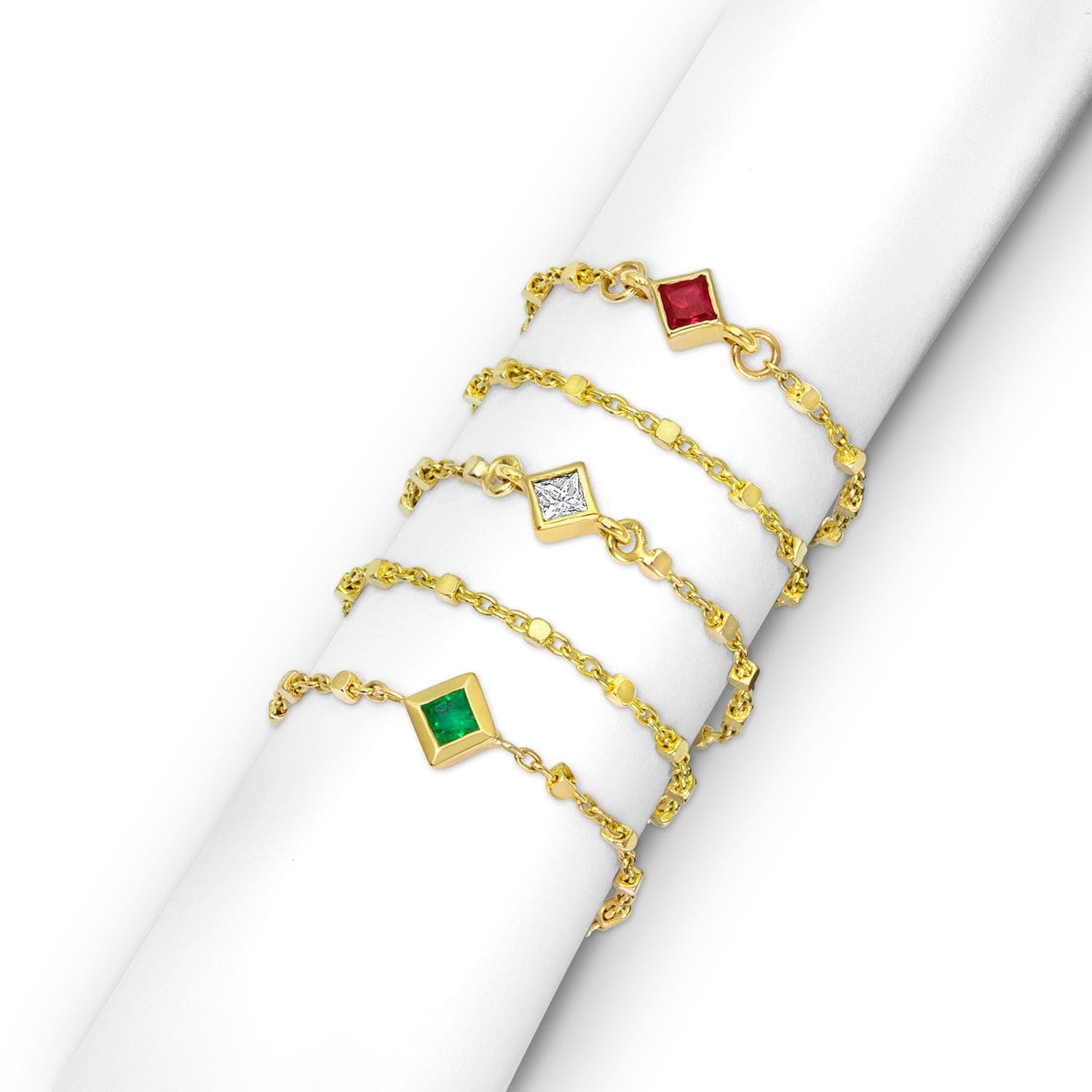 Ziba Zidehsarai RINGS Princess Cut Emerald Chain Ring
