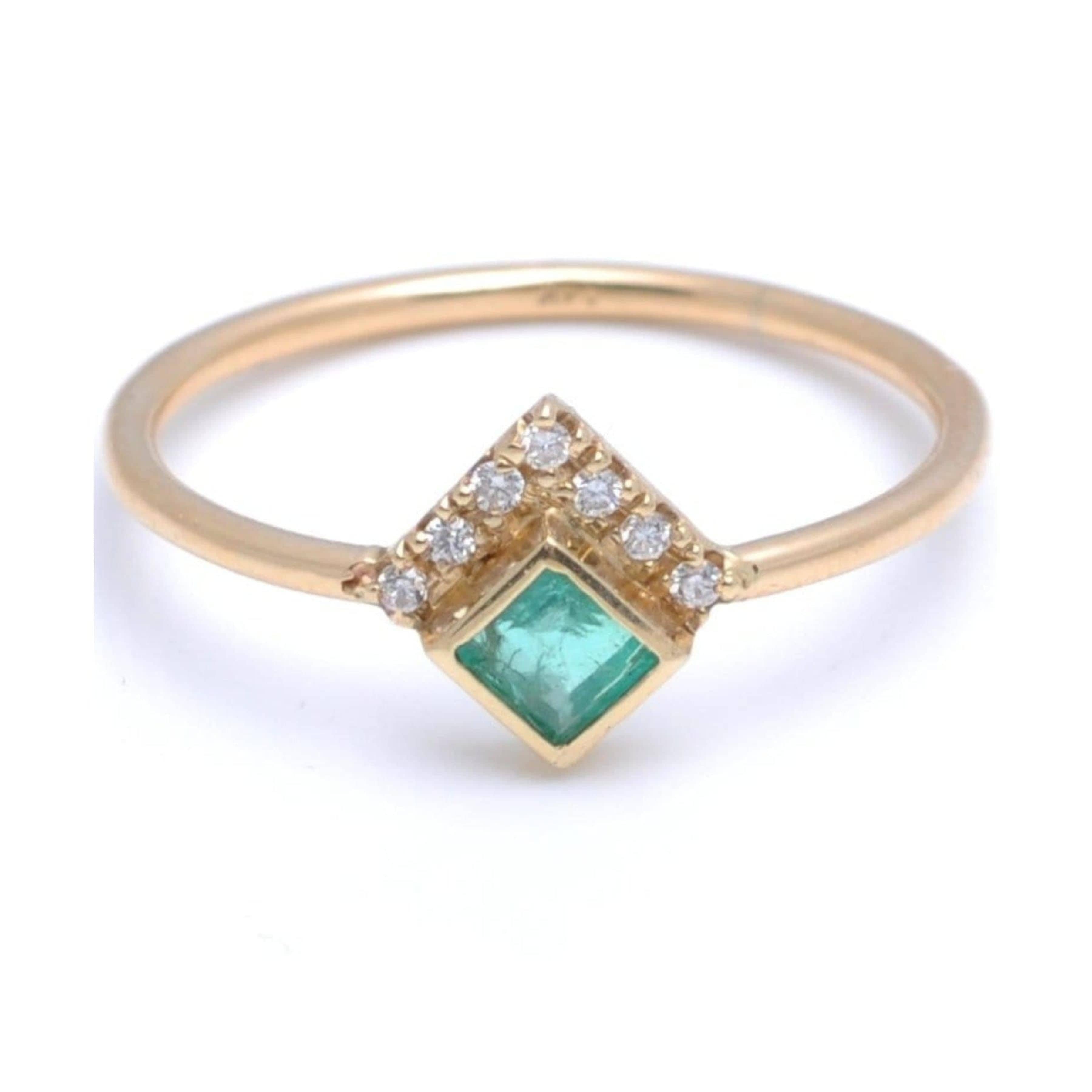 Curated Los Angeles RINGS Princess Cut Emerald Pave Diamond Ring