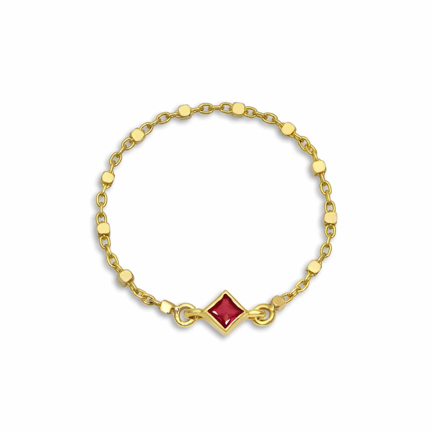 Ziba Zidehsarai RINGS Princess Cut Ruby Chain Ring