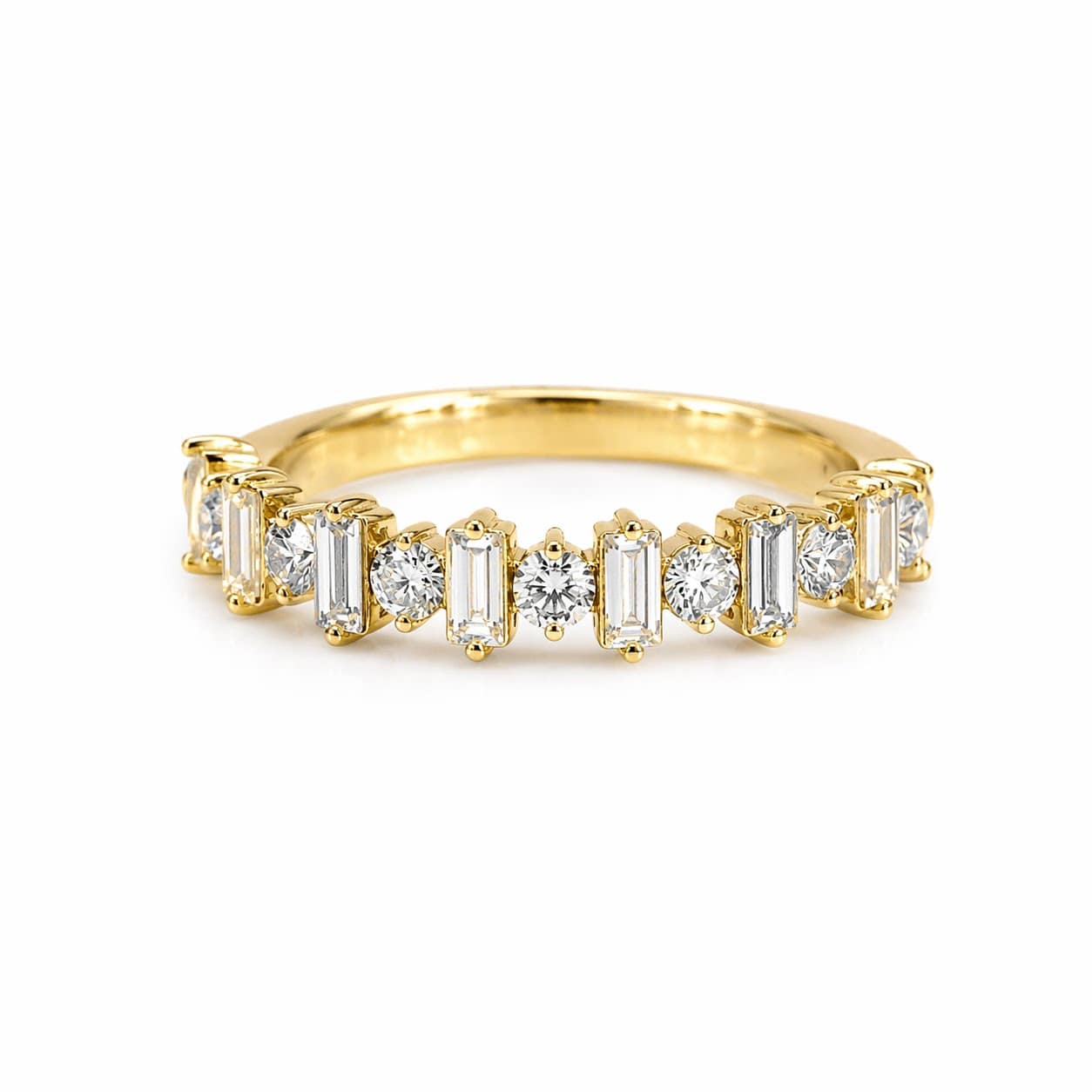 CLA RINGS Round and Baguette Diamond Half Eternity Band