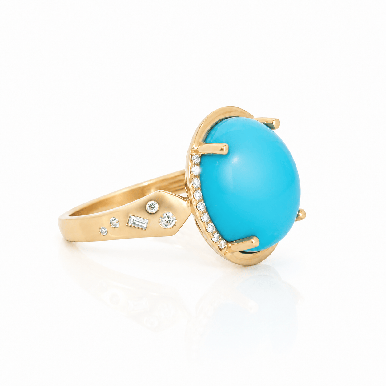 CLA RINGS Sleeping Beauty Turquoise Ring with Diamond Accents
