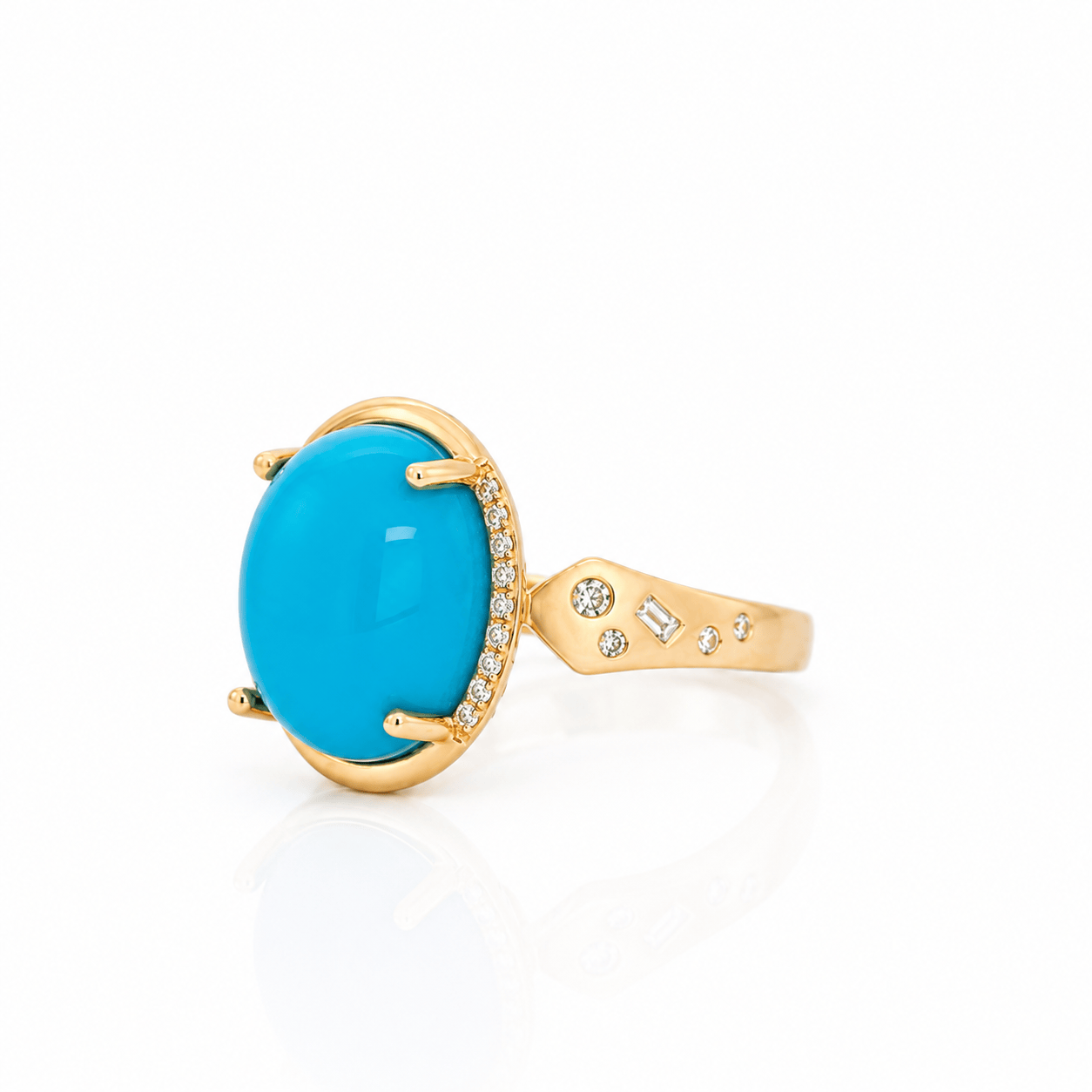 CLA RINGS Sleeping Beauty Turquoise Ring with Diamond Accents