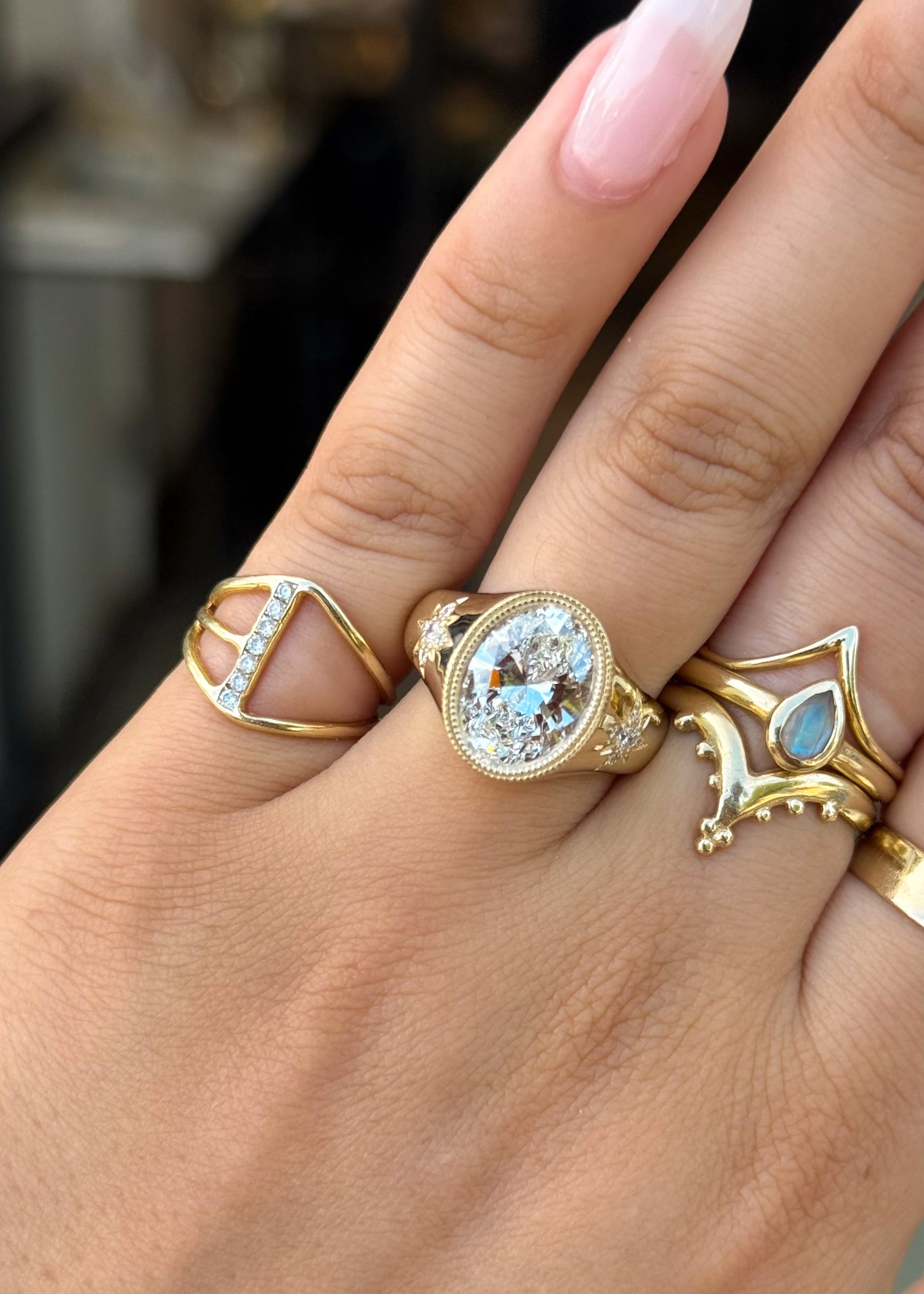 Curated Los Angeles RINGS Starburst Oval Lab Diamond Ring
