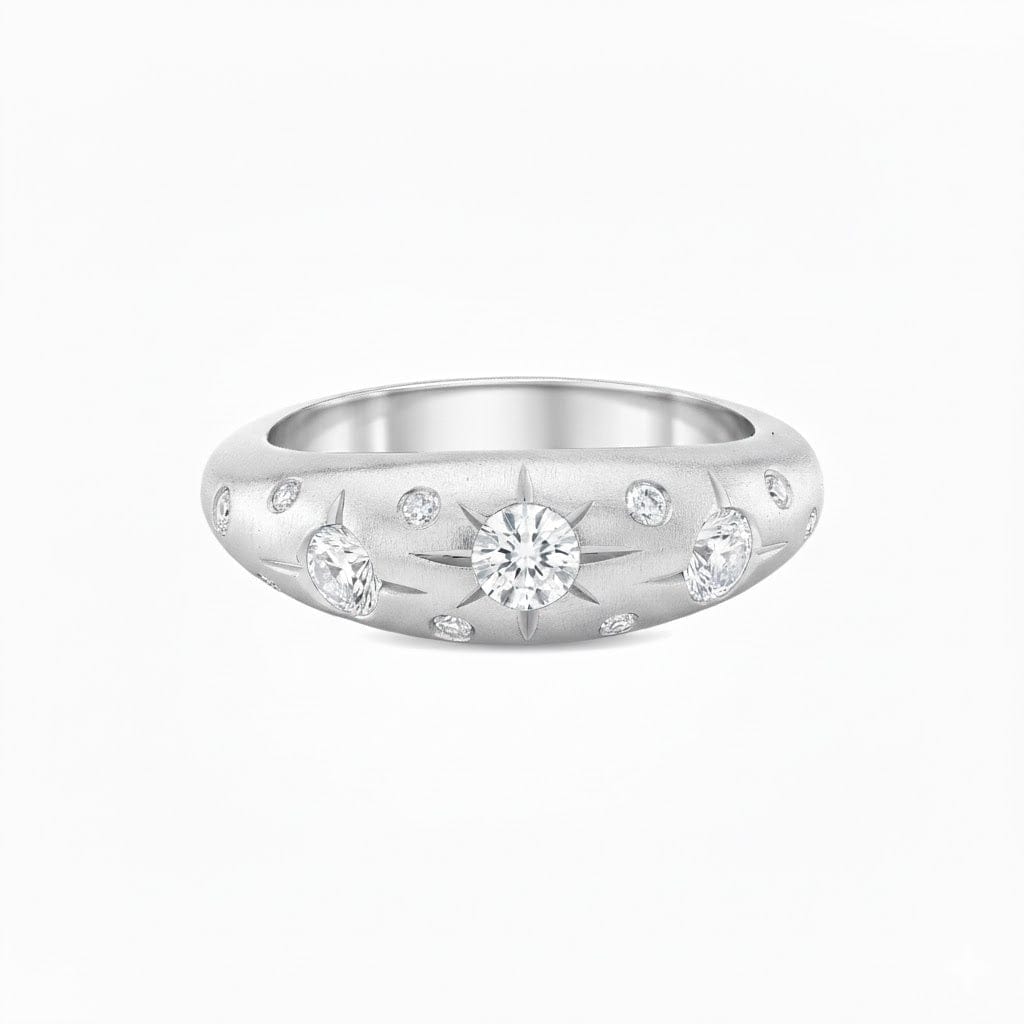 Carter Eve Jewelry RINGS 4 / 14K White Gold Stardust Ring with Diamonds