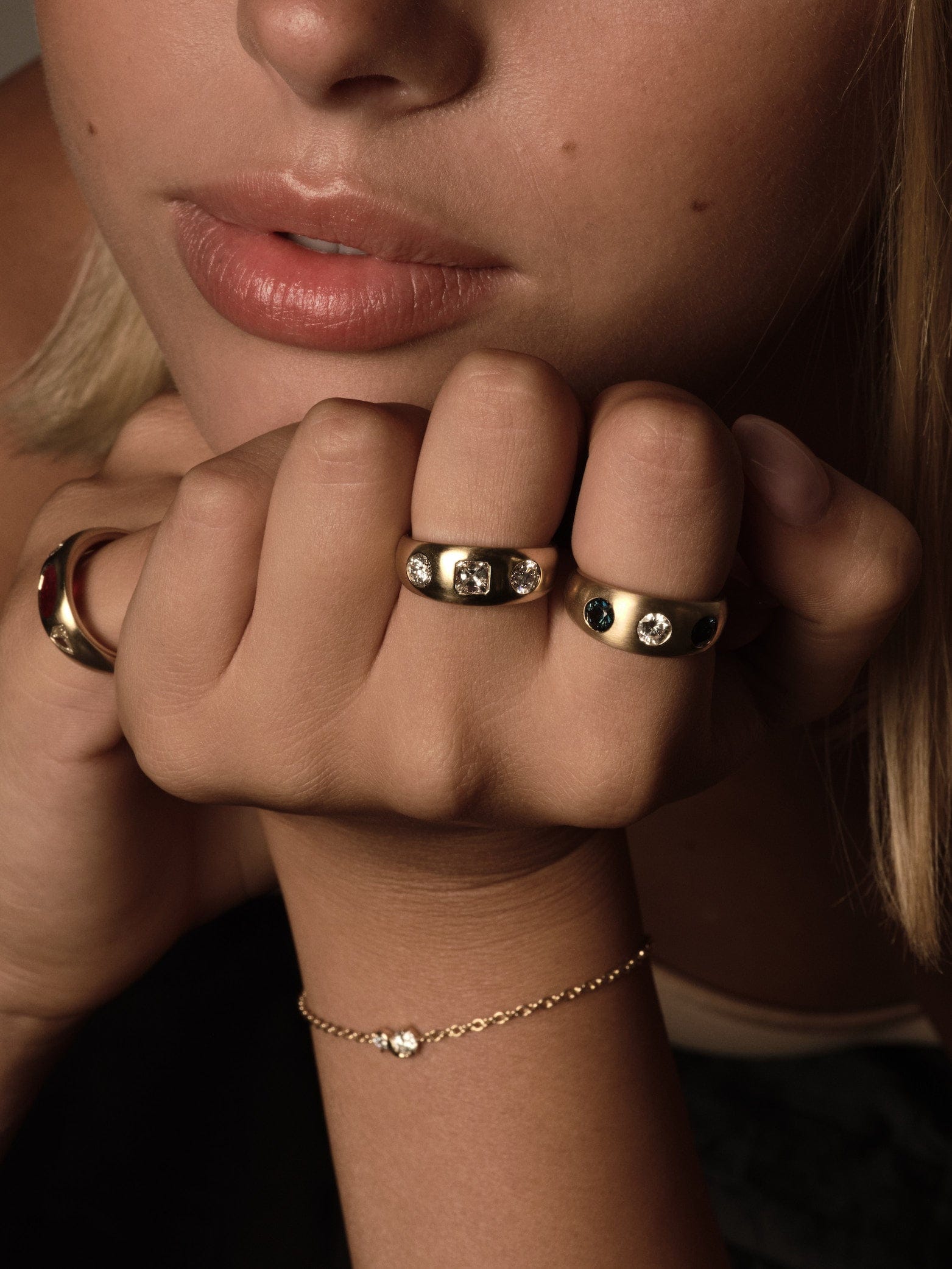FADE TO BLACK STUDIO RINGS Talisman Ring with Asscher cut Diamond