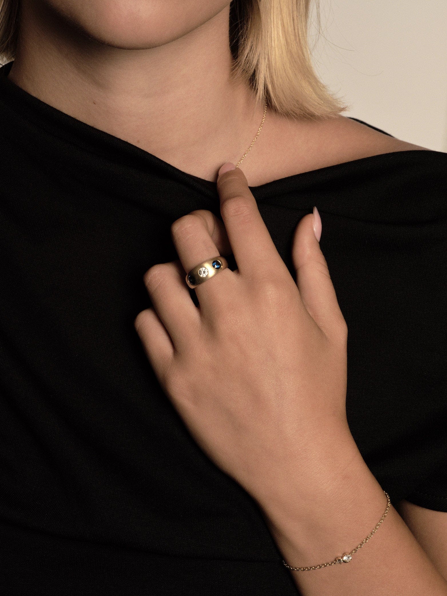 FADE TO BLACK STUDIO RINGS Talisman Ring with Diamond and Sapphires
