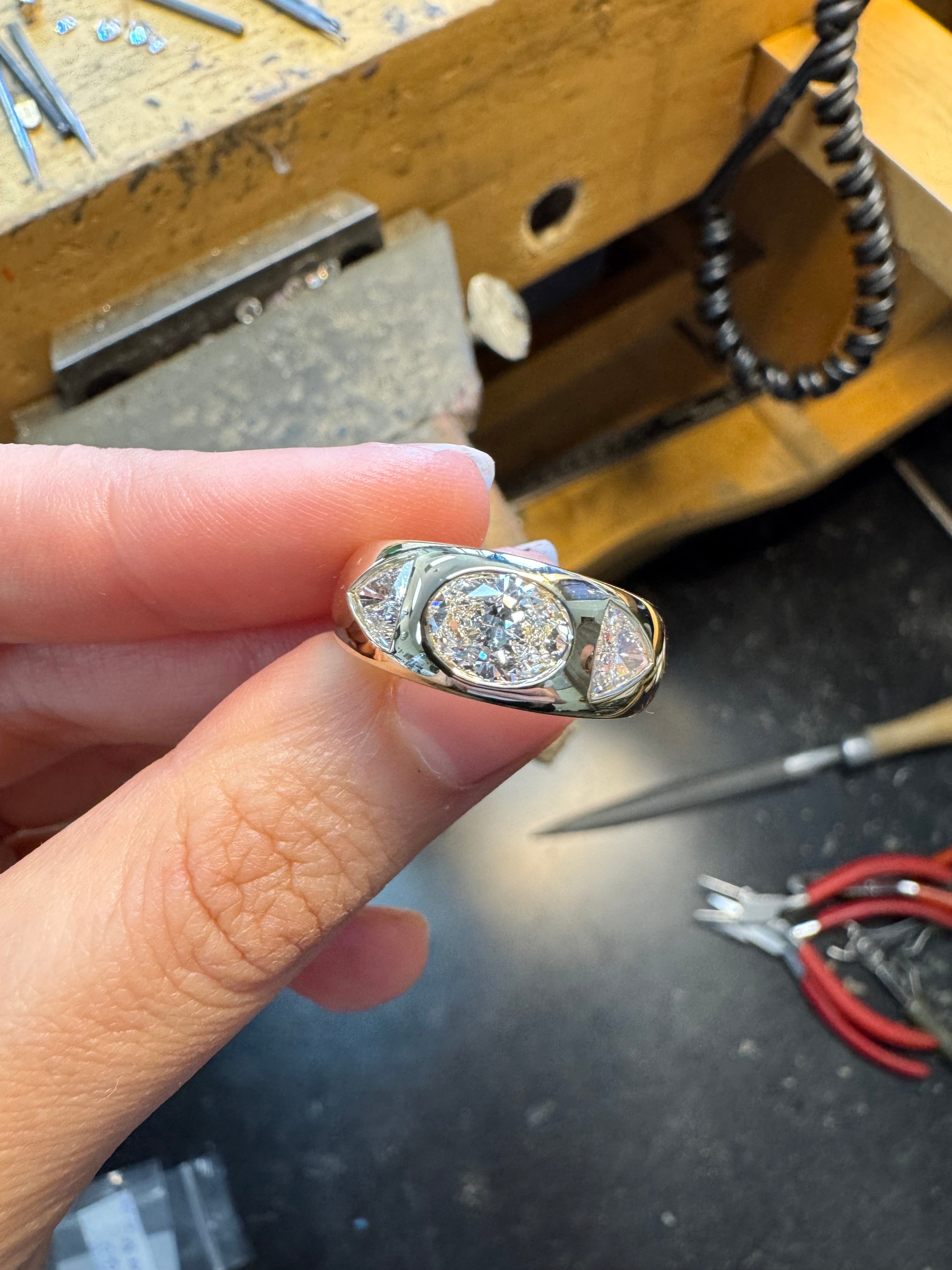FADE TO BLACK STUDIO RINGS Talisman Ring with Oval Diamond