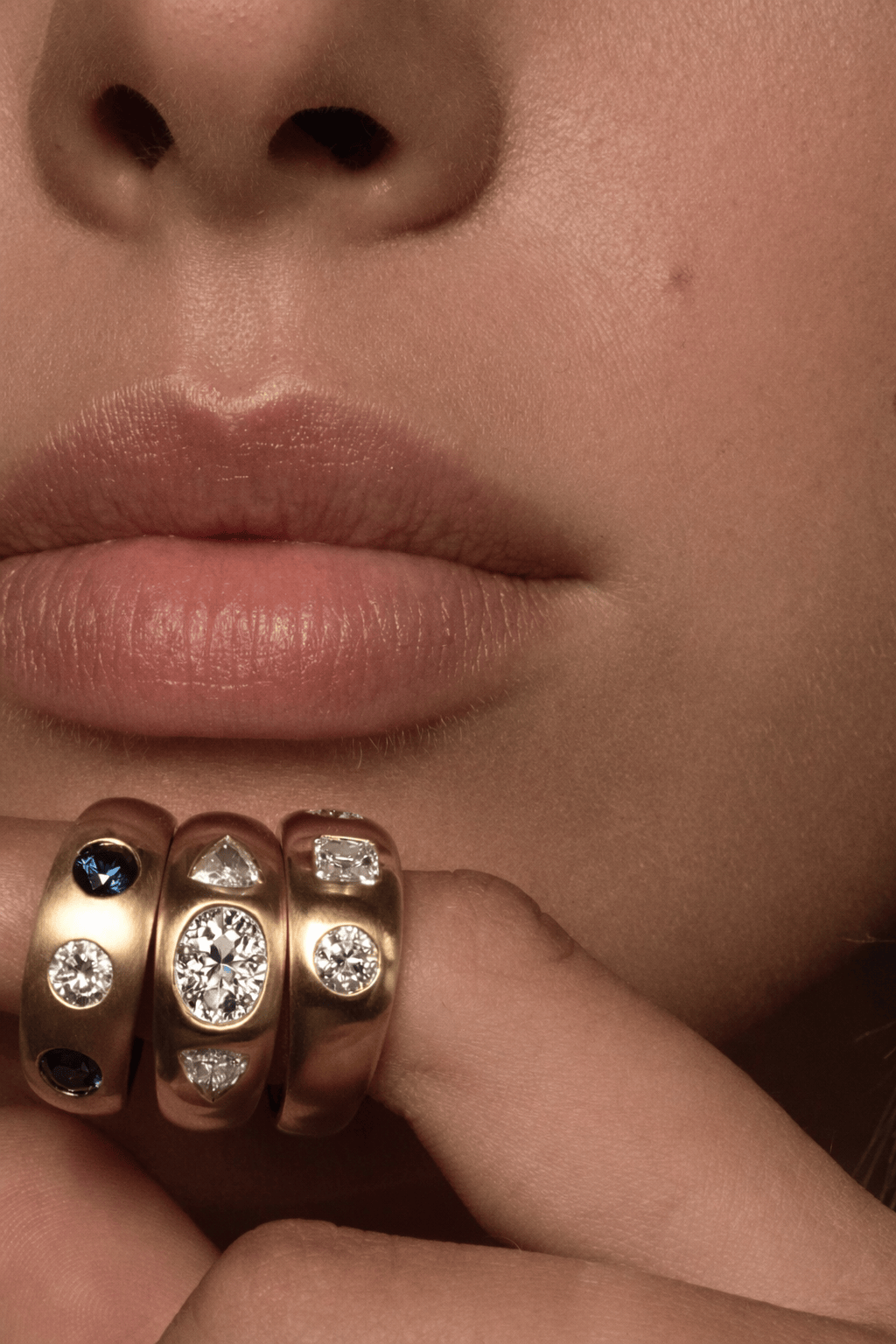 FADE TO BLACK STUDIO RINGS Talisman Ring with Oval Diamond