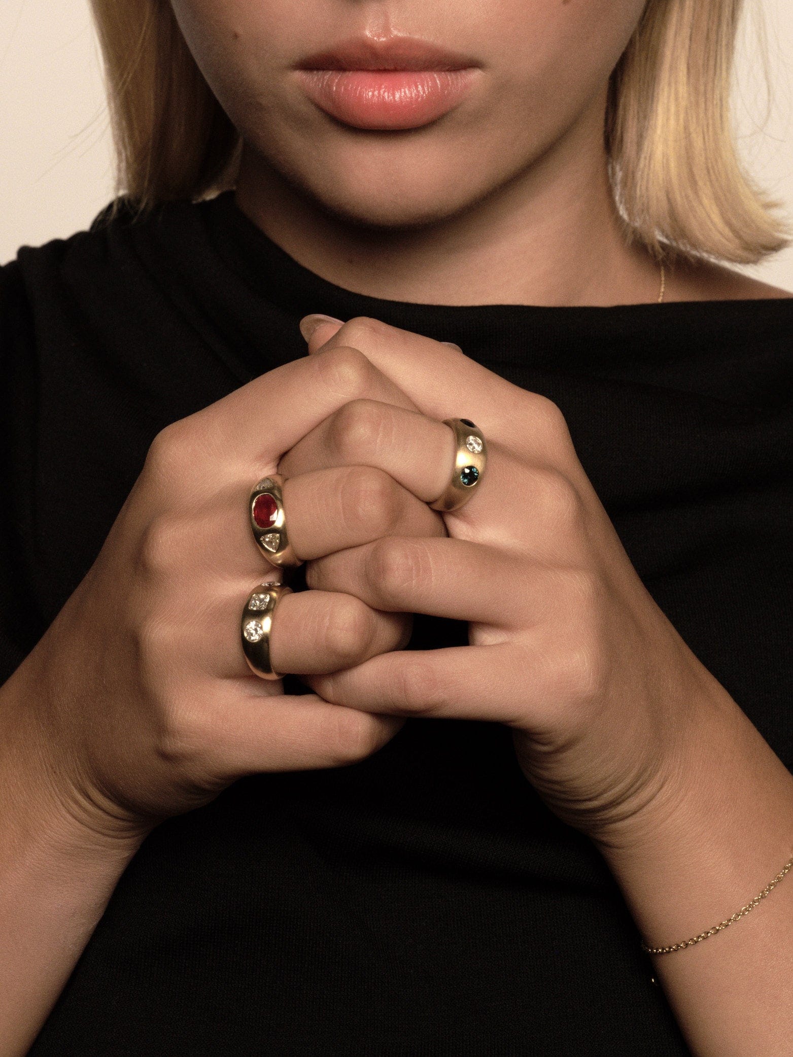 FADE TO BLACK STUDIO RINGS Talisman Ring with Ruby and Diamond