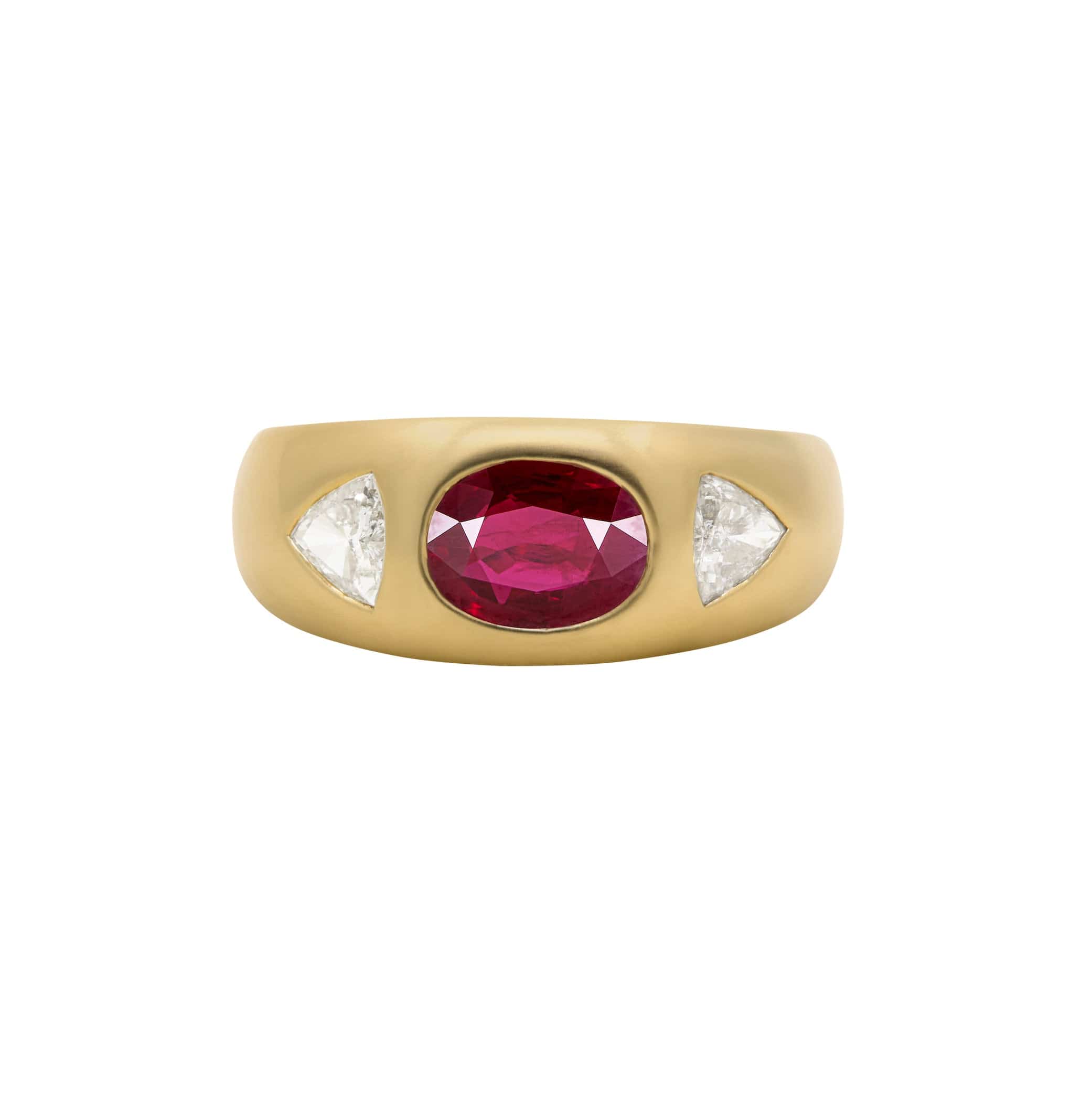FADE TO BLACK STUDIO RINGS Talisman Ring with Ruby and Diamond